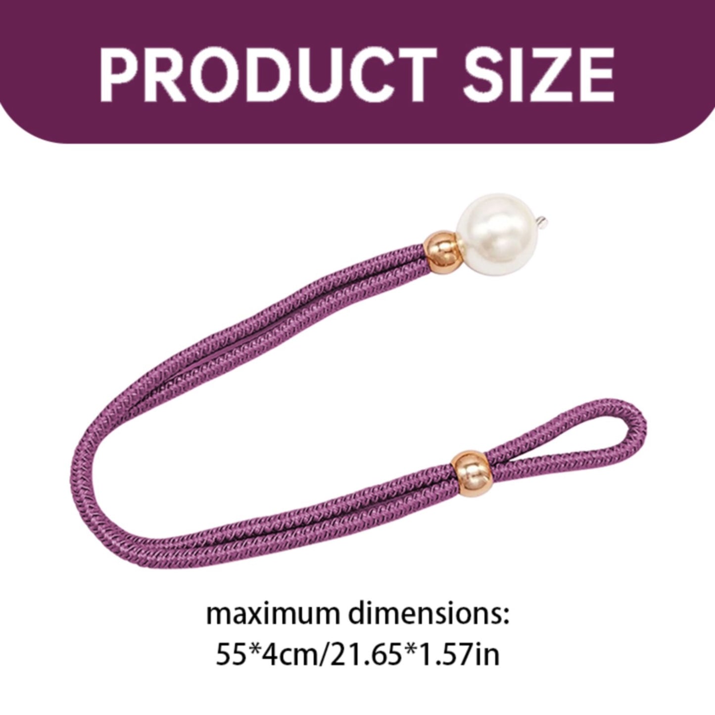 Adjustable Big Pearl Curtain Tiebacks, Hand Woven Curtain TieBack, Decorative Rope Holdbacks for Curtains, Curtain Ties for Home Bedroom Decorative Curtain, 1 Pcs, 21.56x1.57 21.56" x 1.57" Purple