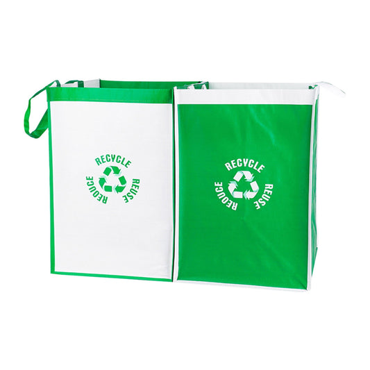 2 Pcs Separate Recycling Waste Bags,Recycle Waste Bag for Kitchen Home,Recycling Organizer,Reusable Recycling Bags,Indoor Recycling Trash Sorting Organizer,Reusable And Waterproof,(D,12x12x17 in) A