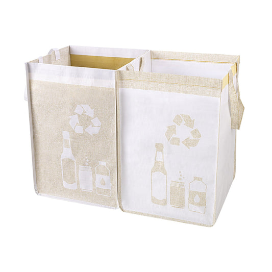 2 Pcs Separate Recycling Waste Bags,Recycle Waste Bag for Kitchen Home,Recycling Organizer,Reusable Recycling Bags,Indoor Recycling Trash Sorting Organizer,Reusable And Waterproof,(D,12x12x17 in) D
