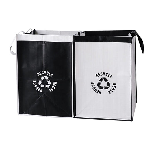 2 Pcs Separate Recycling Waste Bags,Recycle Waste Bag for Kitchen Home,Recycling Organizer,Reusable Recycling Bags,Indoor Recycling Trash Sorting Organizer,Reusable And Waterproof,(D,12x12x17 in) Gray