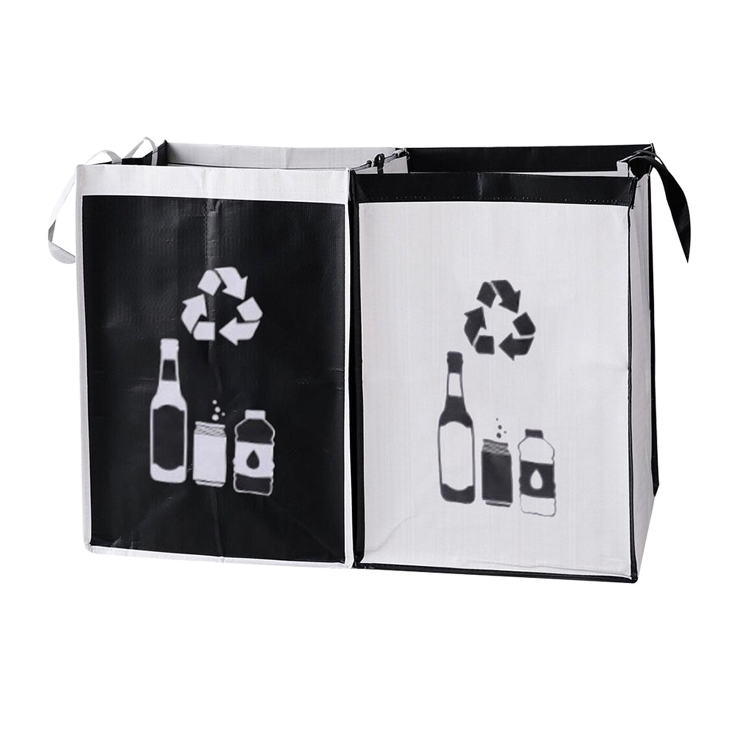 2 Pcs Separate Recycling Waste Bags,Recycle Waste Bag for Kitchen Home,Recycling Organizer,Reusable Recycling Bags,Indoor Recycling Trash Sorting Organizer,Reusable And Waterproof,(D,12x12x17 in) Gray