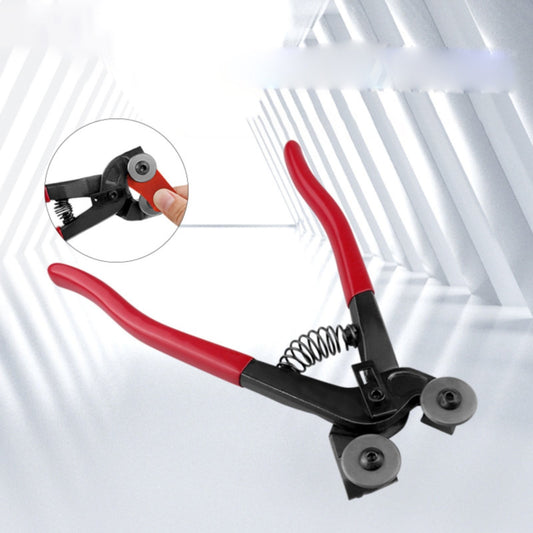 Glass Tile Nippers, Heavy Duty Wheeled Glass Mosaic Nipper, Glass Nippers with Soft Rubber Handle for Stained Glass, Ceramic Tile Nipper Mosaic Tools, 1 Pcs, 8.07x2.0 8.07" x 2.0" Red