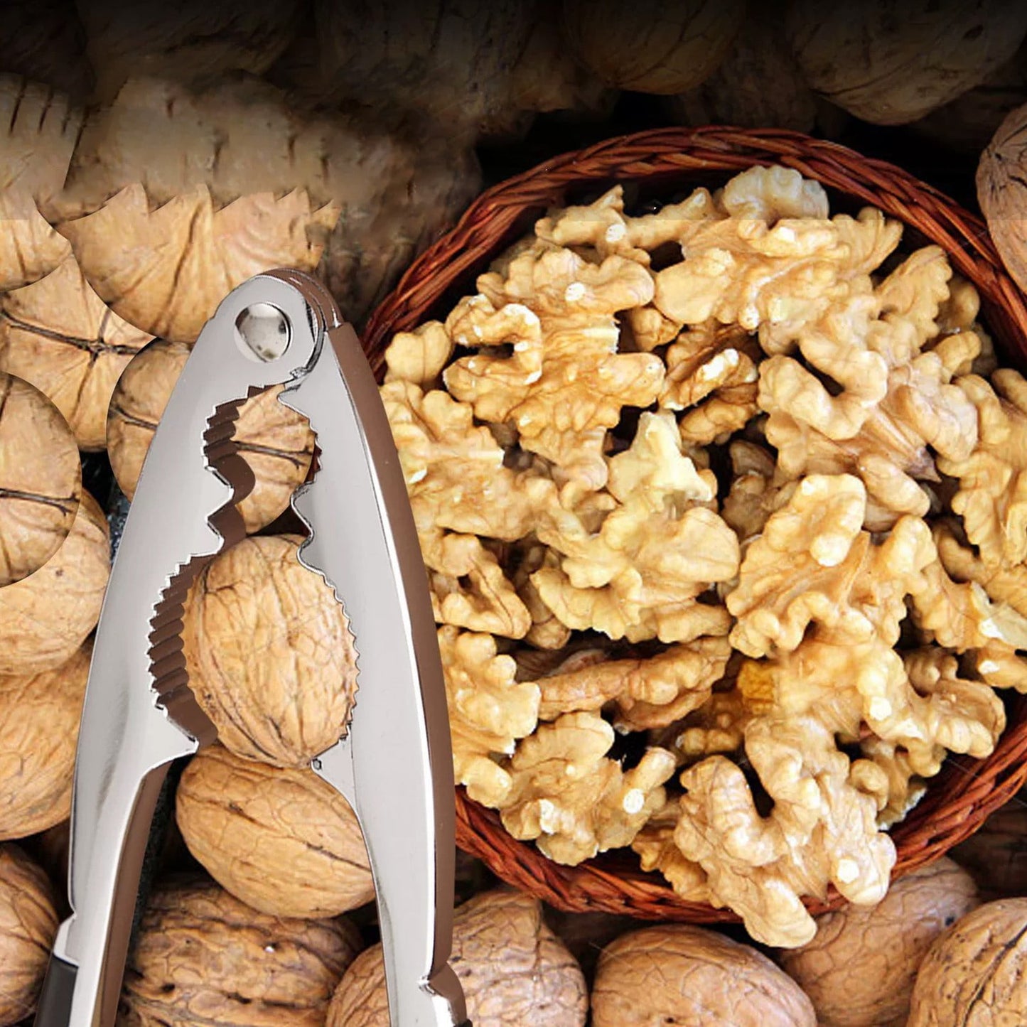 Walnut Cracker Tools, Nut Crackers for all Nuts, Walnut Nutcrackers, Metal Nut Shell Openers, Nut Shell Breakers Crackers, Kitchen Tools with Handle for Pecans Hazelnuts Pistachio, 1 Pcs, 5.75x1.26 5.75" x 1.26" Silver