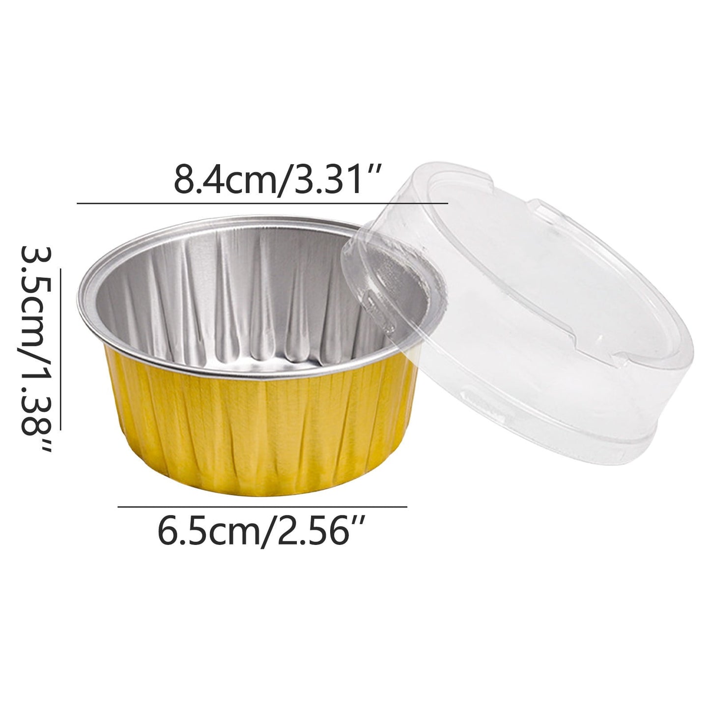 Aluminum Foil Baking Cups with Lids,20pcs Round Pudding and Cake Molds,Heat-Resistant Up to 250°C,Reusable for Oven,Microwave,and BBQ,Ideal for Parties,Catering,and Home Baking Yellow