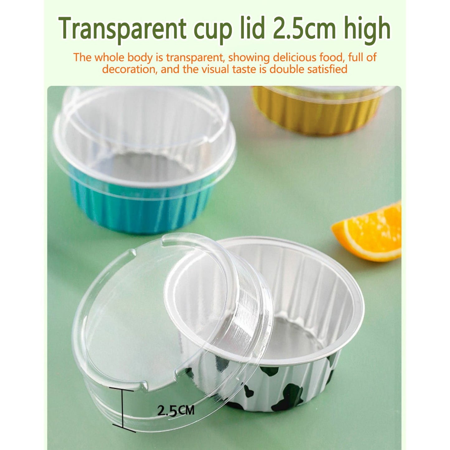 Aluminum Foil Baking Cups with Lids,20pcs Round Pudding and Cake Molds,Heat-Resistant Up to 250°C,Reusable for Oven,Microwave,and BBQ,Ideal for Parties,Catering,and Home Baking Yellow