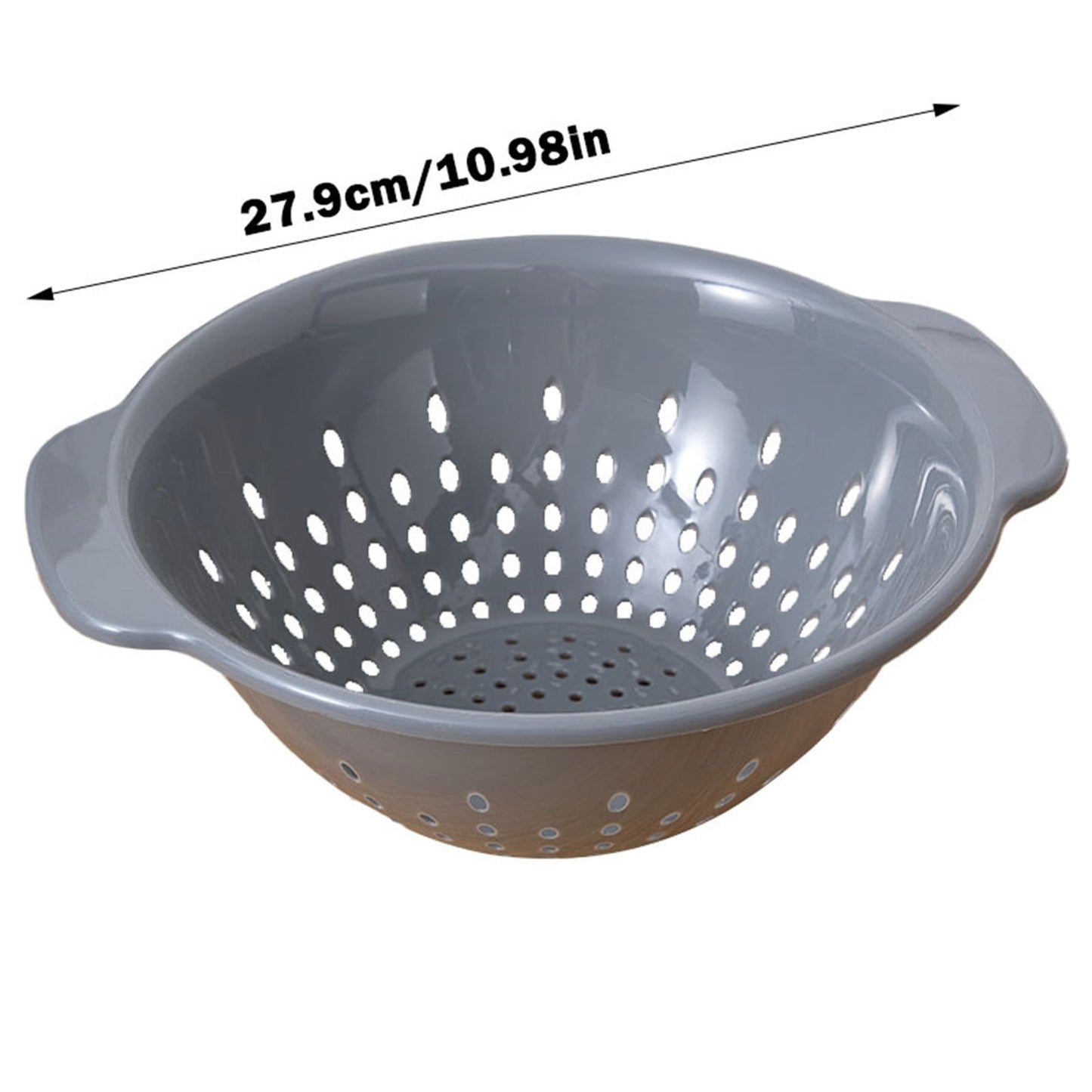 Deep Plastic Strainer Colander with Handle, BPA-Free Plastic Strainer, Durable and Dishwasher Safe, Use for Pasta, Noodles, Spaghetti, Vegetables and More, 1 Pcs, 12.59 Inches 12.59" Grey