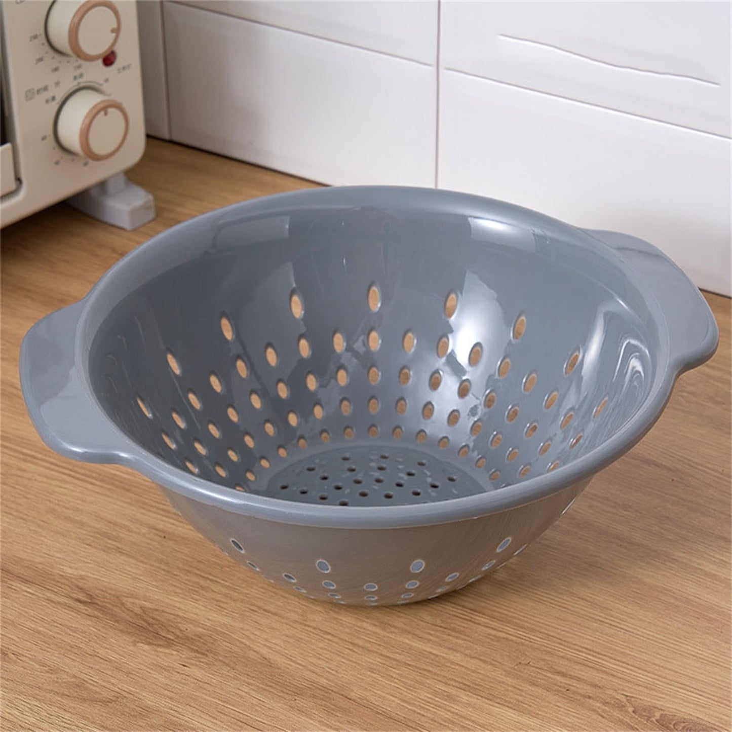 Deep Plastic Strainer Colander with Handle, BPA-Free Plastic Strainer, Durable and Dishwasher Safe, Use for Pasta, Noodles, Spaghetti, Vegetables and More, 1 Pcs, 12.59 Inches 12.59" Grey