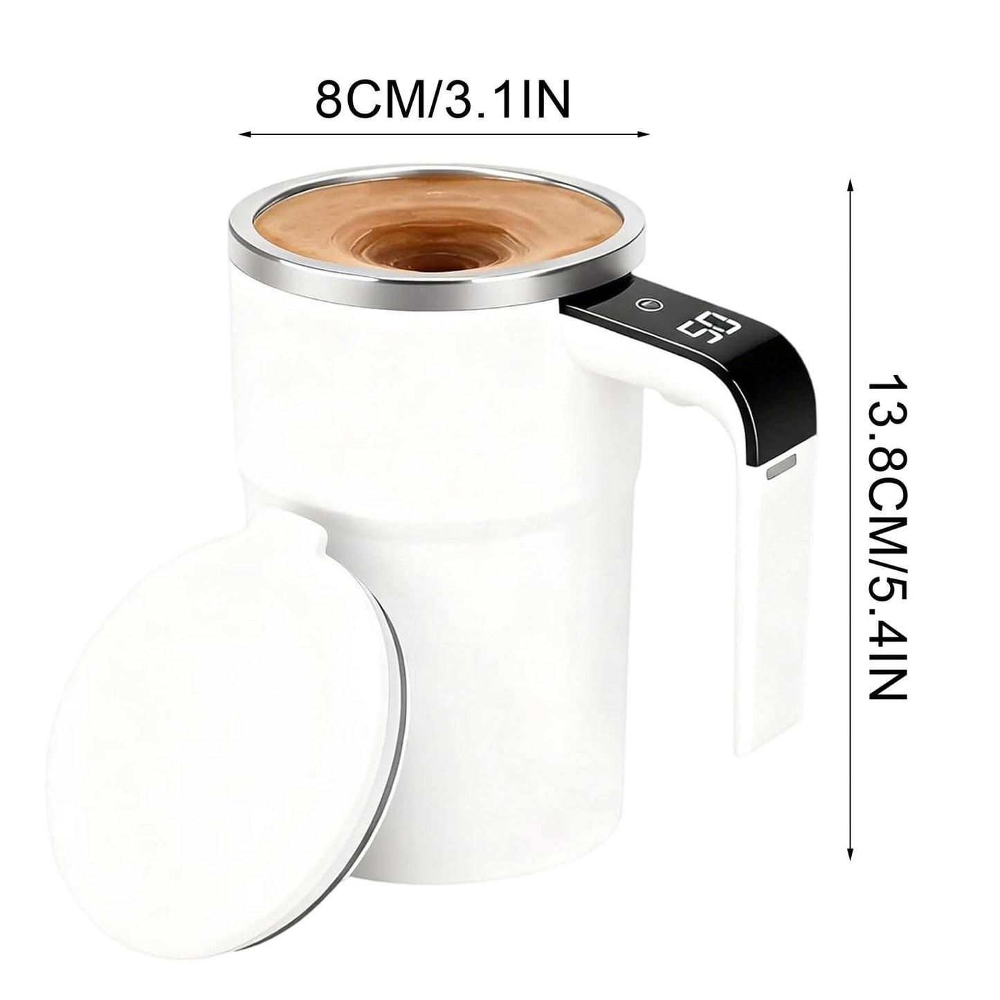 Self-Stirring Magnetic Coffee Mug with Temperature Display,Automatic Mixing for Coffee Tea and Shakes,Food Grade 304 Stainless Steel Liner,Smart LCD Screen for Real-Time Heat Monitoring A