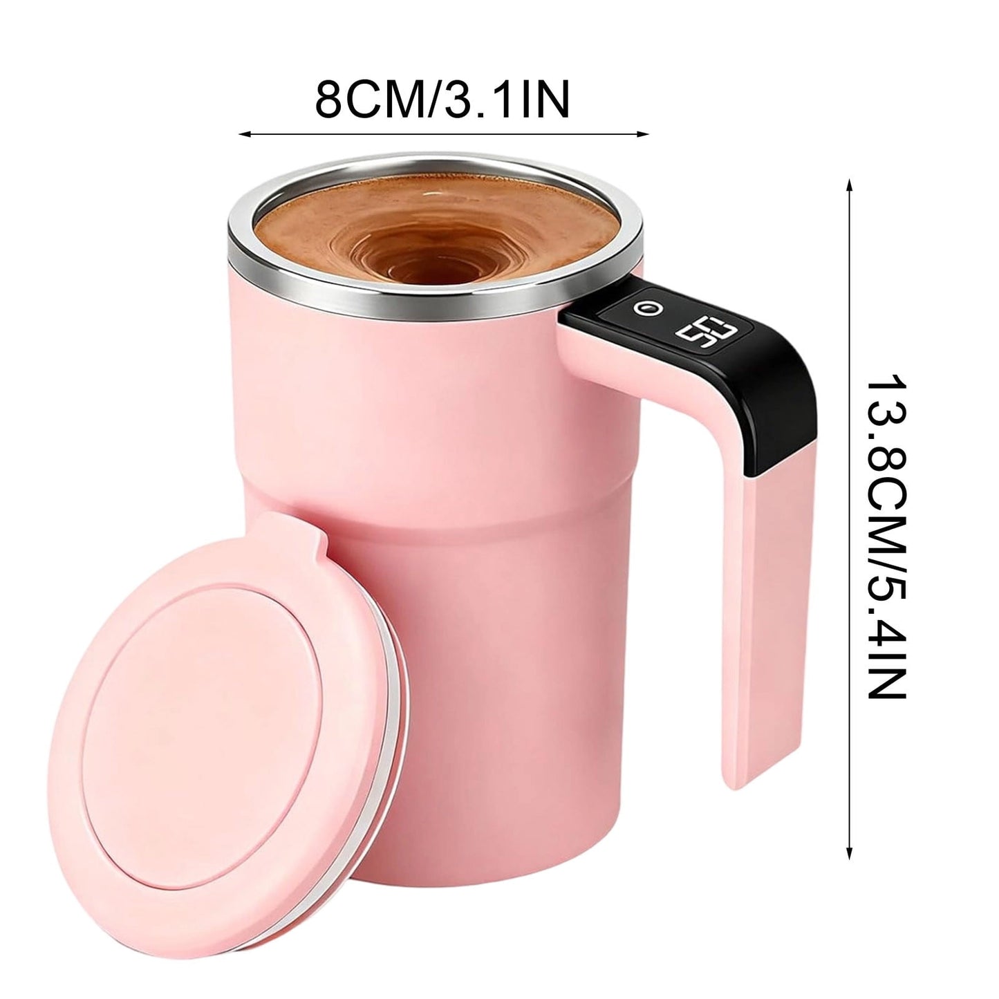 Self-Stirring Magnetic Coffee Mug with Temperature Display,Automatic Mixing for Coffee Tea and Shakes,Food Grade 304 Stainless Steel Liner,Smart LCD Screen for Real-Time Heat Monitoring C