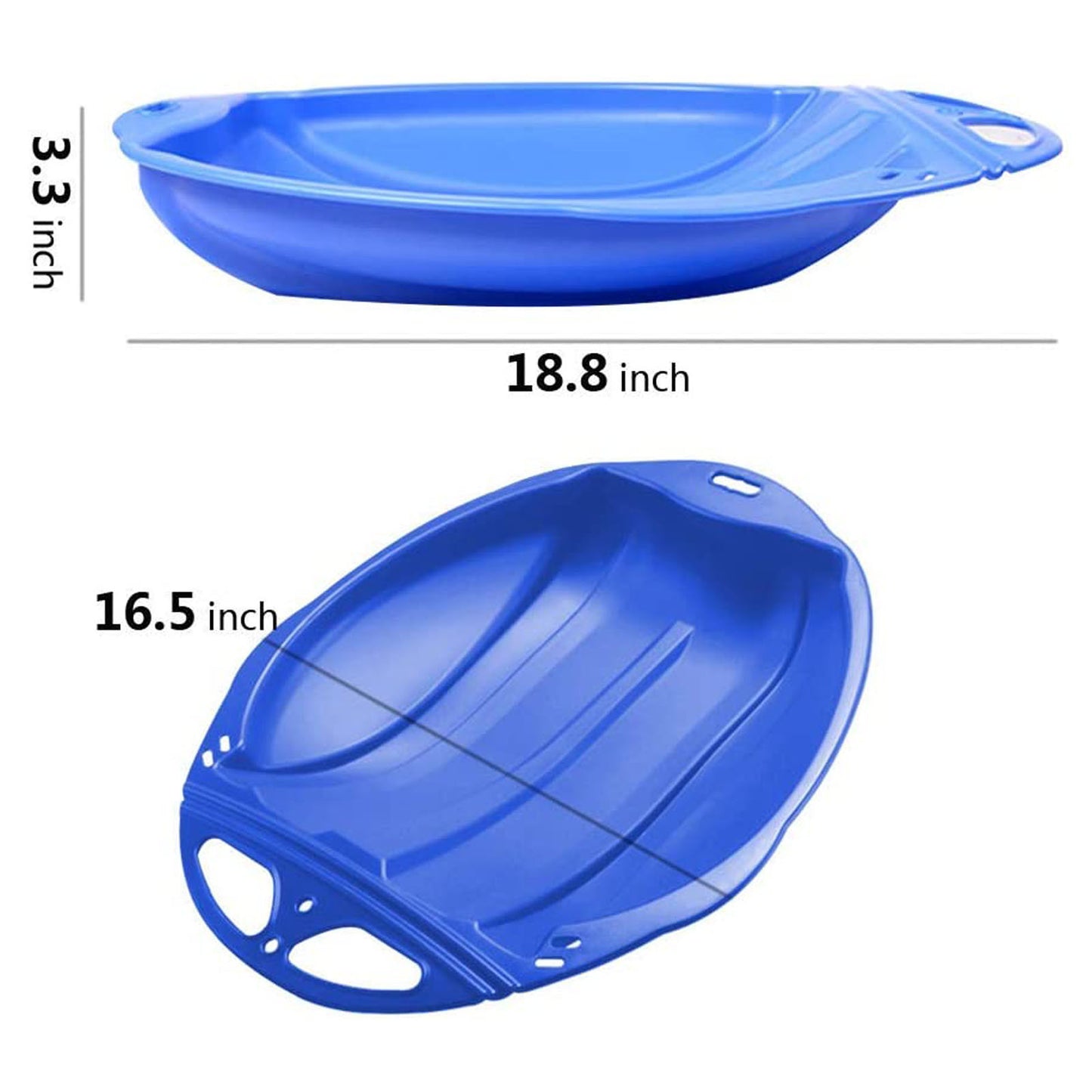 Round Snow Sled Disc for niñas & Adults, Durable PP Plastic Sand Slider & Winter Ski Pad, Non-Slip Design with Deep Seat for Safe Snow, Grass, and Sand Adventures, Supports Up to 100kg Blue