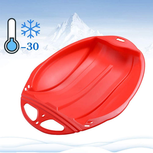 Round Snow Sled Disc for niñas & Adults, Durable PP Plastic Sand Slider & Winter Ski Pad, Non-Slip Design with Deep Seat for Safe Snow, Grass, and Sand Adventures, Supports Up to 100kg Red