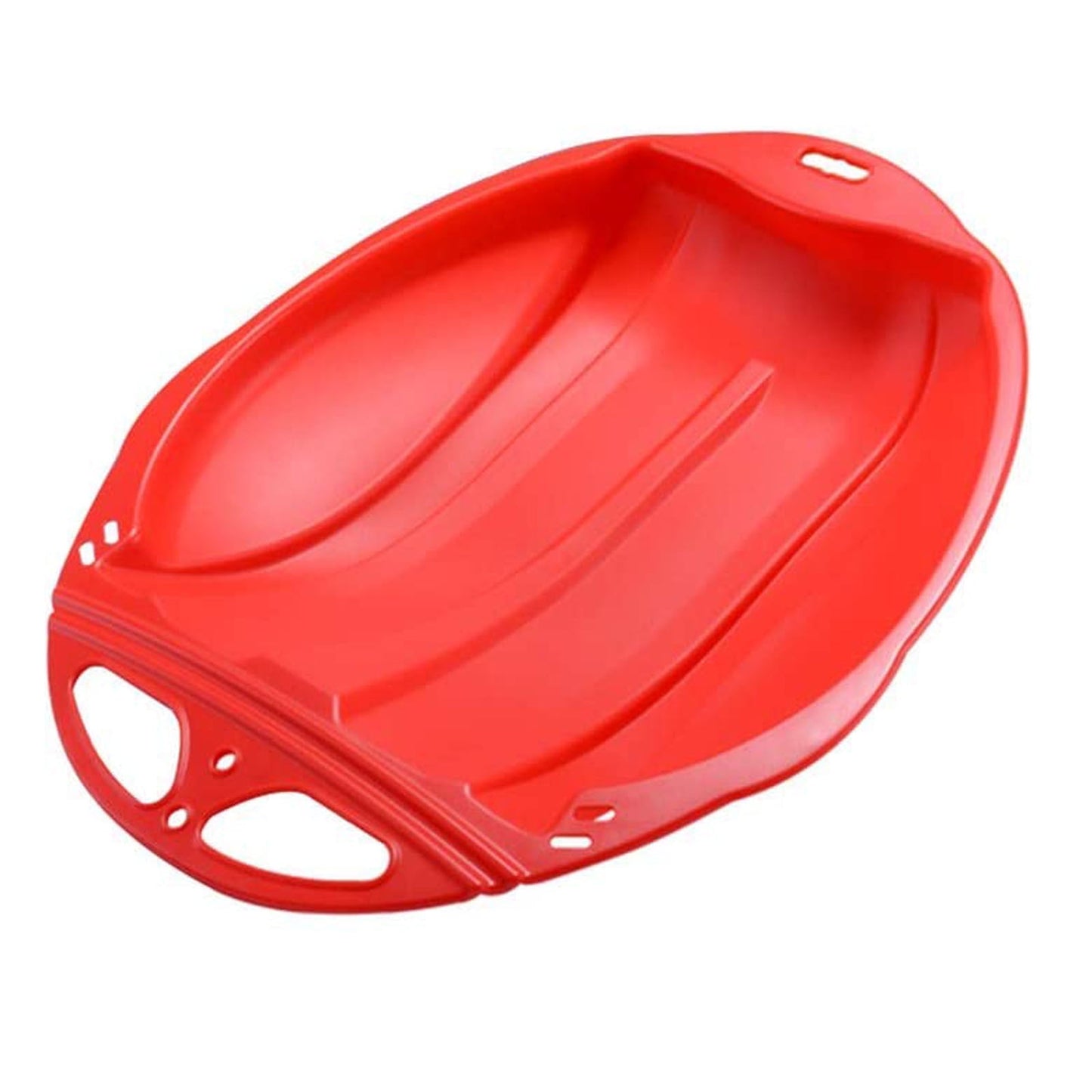 Round Snow Sled Disc for niñas & Adults, Durable PP Plastic Sand Slider & Winter Ski Pad, Non-Slip Design with Deep Seat for Safe Snow, Grass, and Sand Adventures, Supports Up to 100kg Red