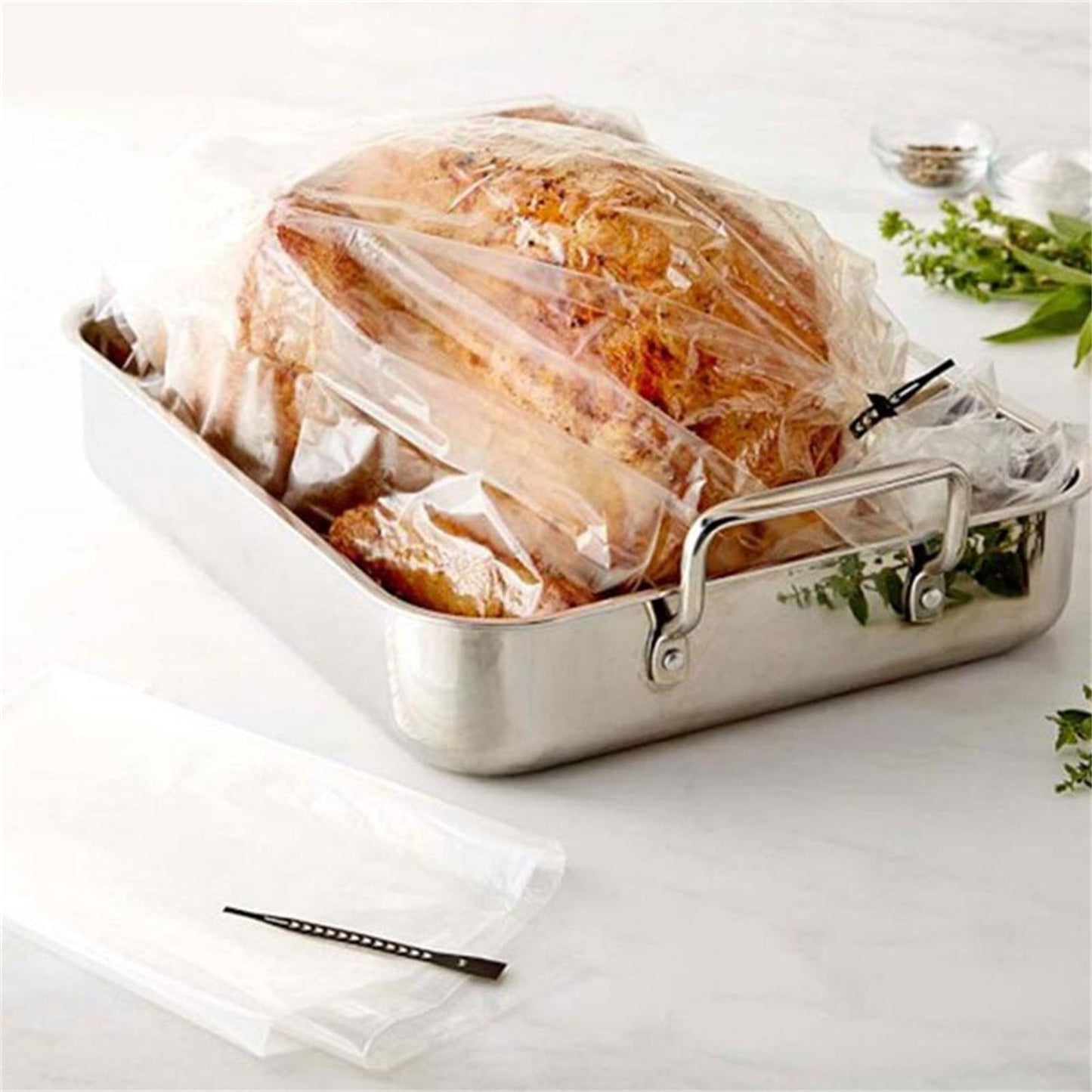 Turkey Oven Bags, Turkey Cooking Bags for Oven, Large Size Oven Cooking Roasting Bags for Chicken Meat Ham Seafood Vegetable, Christmas Essentials, 5 Pcs, 25.6x19.6 25.6" x 19.6" Clear*20