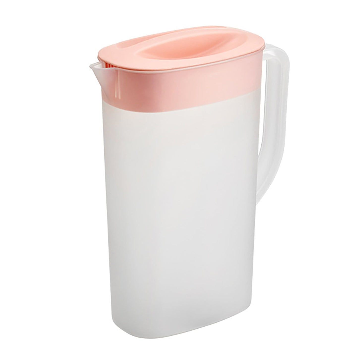 Oval Slim Plastic Pitchers With Lids, Clear Pitcher with Well-Gripped Handle, Water Jug, Ideal for Water, Juice & Iced Tea Beverage Jar Ice Tea Kettle, 1 Pcs, 5.91x2.95x9.65 5.91" x 2.95" x 9.65" Pink