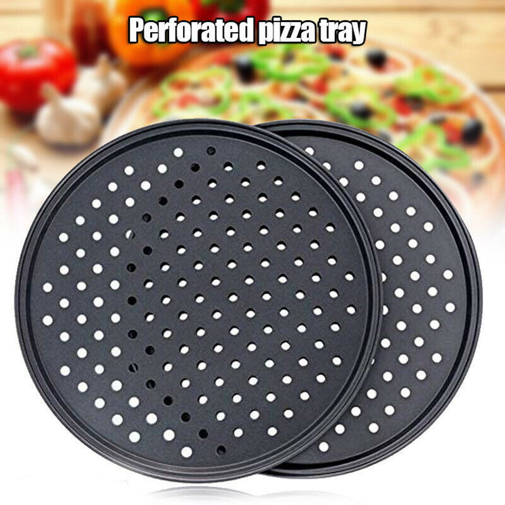 Pizza Pan for Oven, Nonstick Pizza Pans, Carbon Steel Pizza Pan with Holes, Pizza Baking Pan for Oven Baking Supplies, for Home Baking Kitchen Oven Restaurant, 1 Pcs, 12.6 Inches 12.6" Black