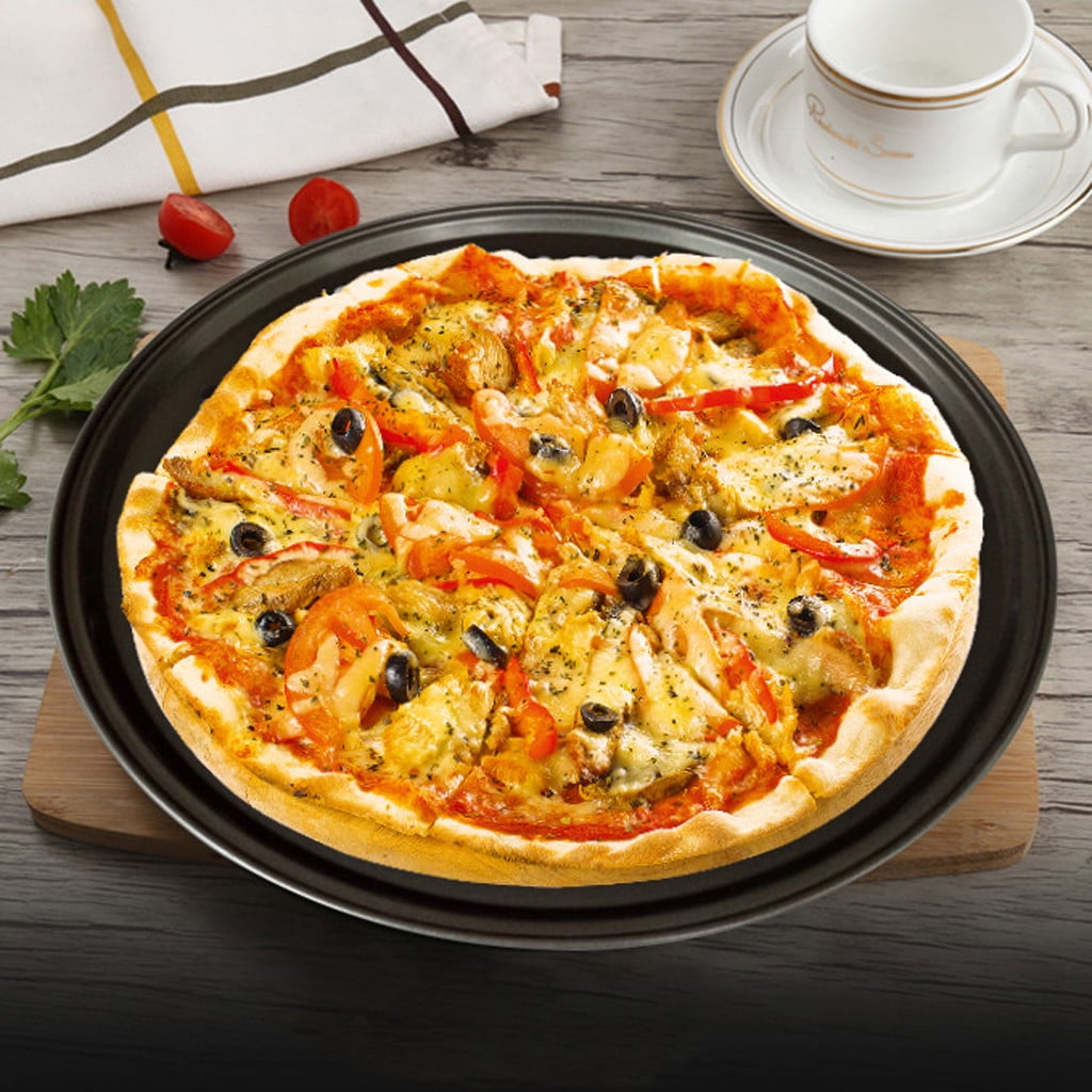 Pizza Pan for Oven, Nonstick Pizza Pans, Carbon Steel Pizza Pan with Holes, Pizza Baking Pan for Oven Baking Supplies, for Home Baking Kitchen Oven Restaurant, 1 Pcs, 12.6 Inches 12.6" Black