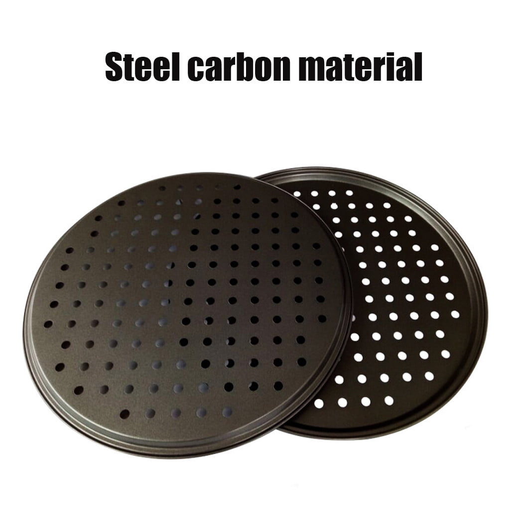 Pizza Pan for Oven, Nonstick Pizza Pans, Carbon Steel Pizza Pan with Holes, Pizza Baking Pan for Oven Baking Supplies, for Home Baking Kitchen Oven Restaurant, 1 Pcs, 12.6 Inches 12.6" Black