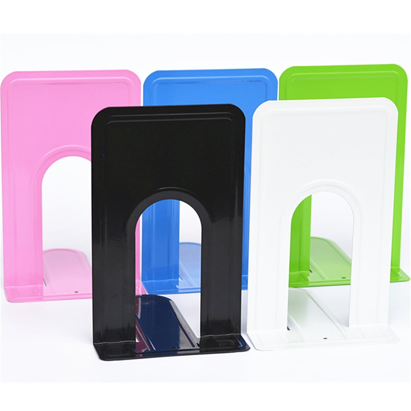 Metal Book Ends for Shelves, Heavy Duty Bookends for Office Home Kitchen Decorative, Nonskid Book Ends to Hold Heavy Books, 1 Pairs/2 Pcs, 5.71x4.92x6.61 5.71" x 4.92" x 6.61" pink/1 Pair