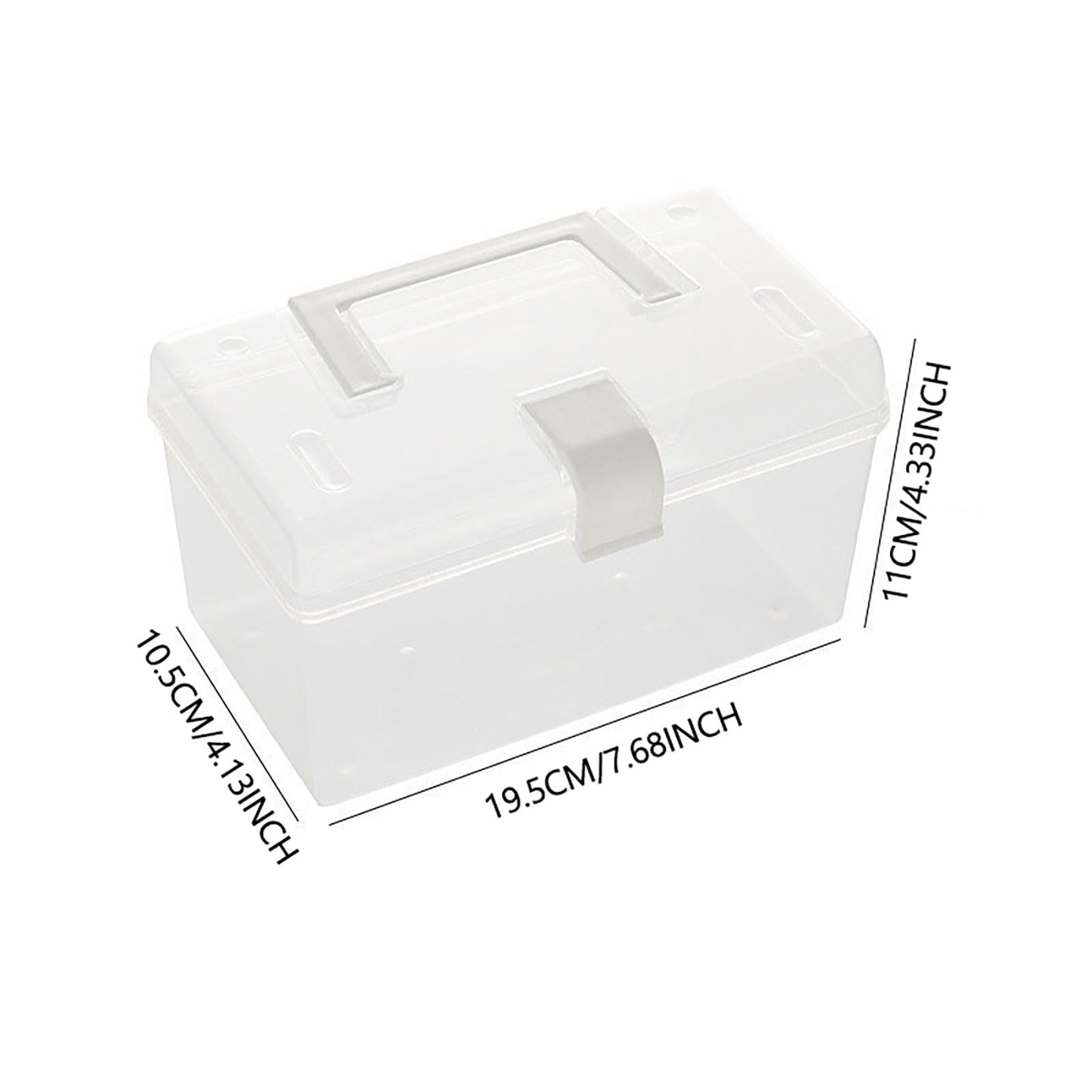 Transparent Storage Box, Clear Storage Latch Box Plastic Container Plastic Carrying Case with Handle and Latches for Home Desktop, 1 Pcs, 7.68x4.13x4.33 7.68" x 4.13" x 4.33" Clear