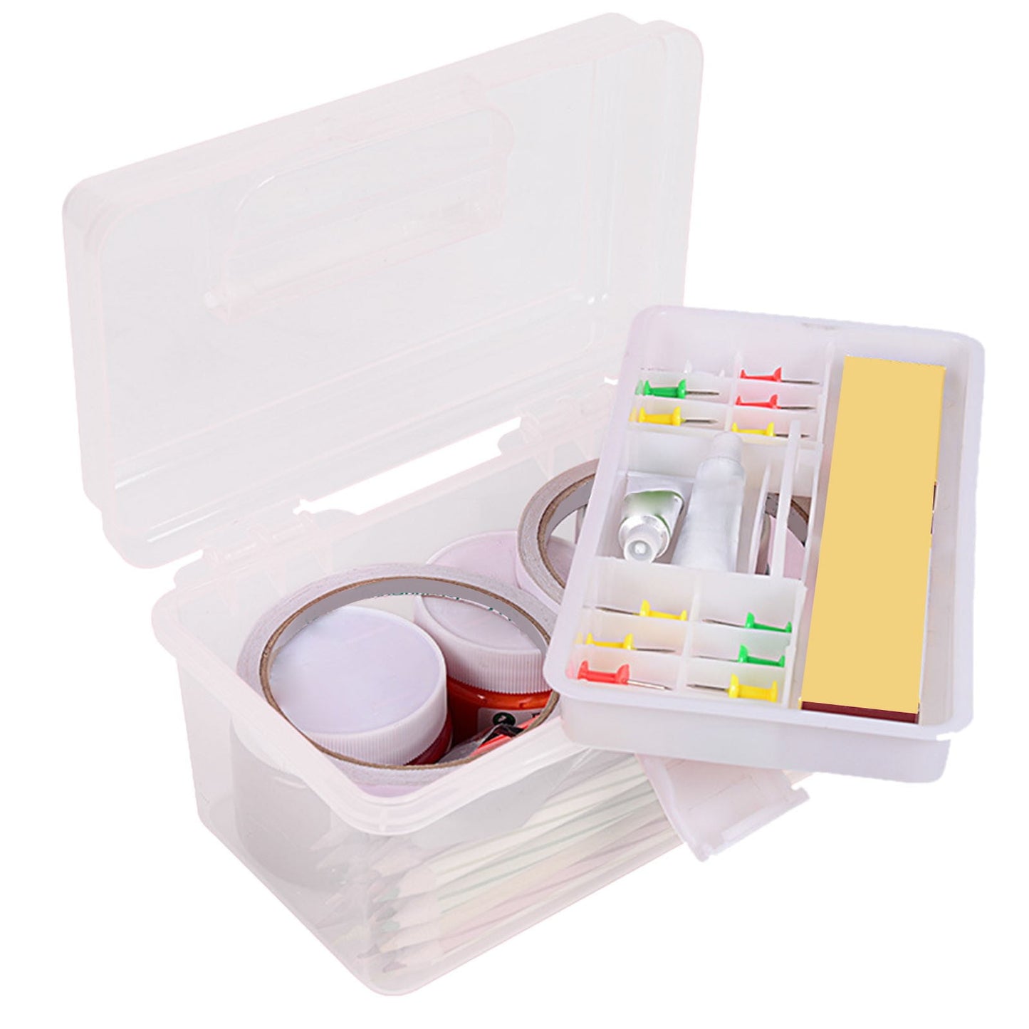 Transparent Storage Box, Clear Storage Latch Box Plastic Container Plastic Carrying Case with Handle and Latches for Home Desktop, 1 Pcs, 7.68x4.13x4.33 7.08" x 3.54" x 4.13" Green