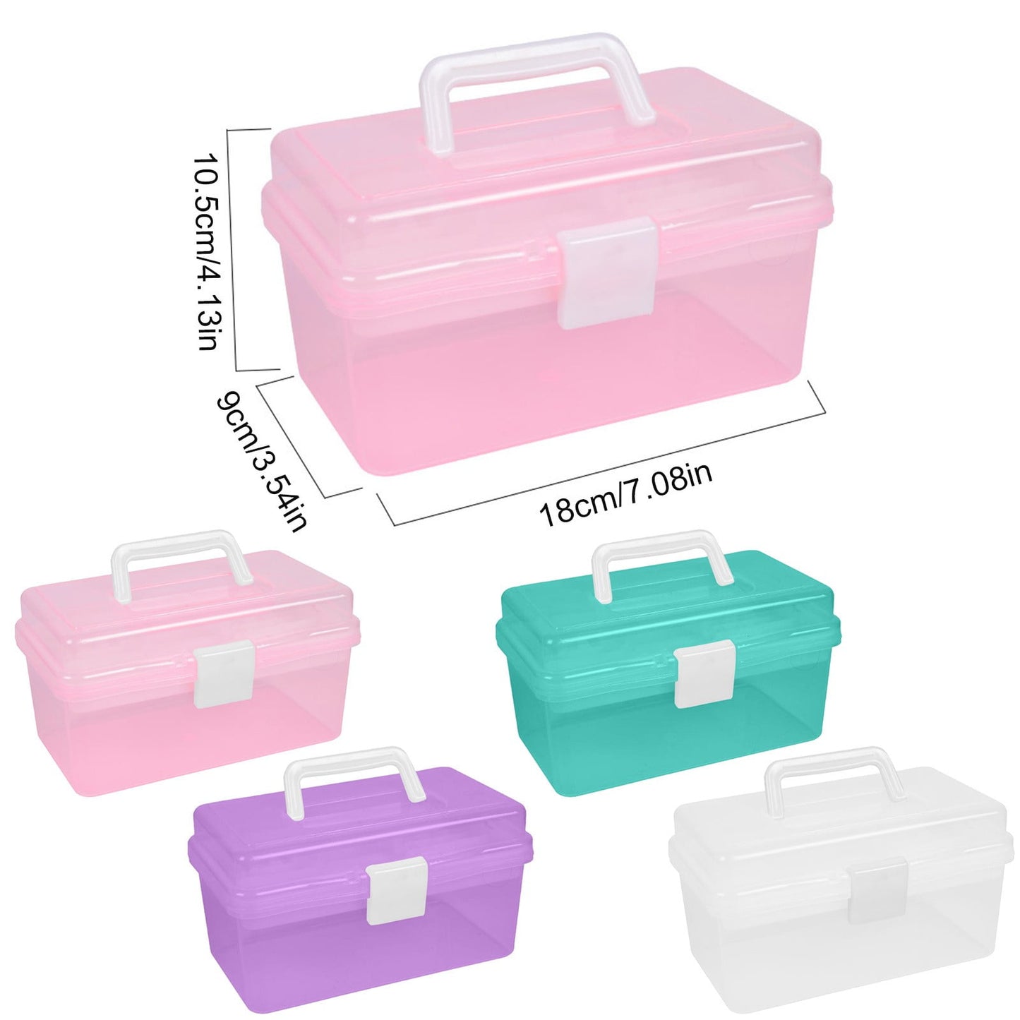 Transparent Storage Box, Clear Storage Latch Box Plastic Container Plastic Carrying Case with Handle and Latches for Home Desktop, 1 Pcs, 7.68x4.13x4.33 7.08" x 3.54" x 4.13" Green