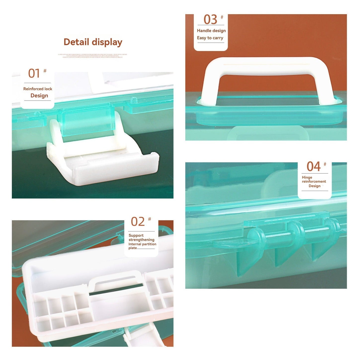 Transparent Storage Box, Clear Storage Latch Box Plastic Container Plastic Carrying Case with Handle and Latches for Home Desktop, 1 Pcs, 7.68x4.13x4.33 7.08" x 3.54" x 4.13" Green
