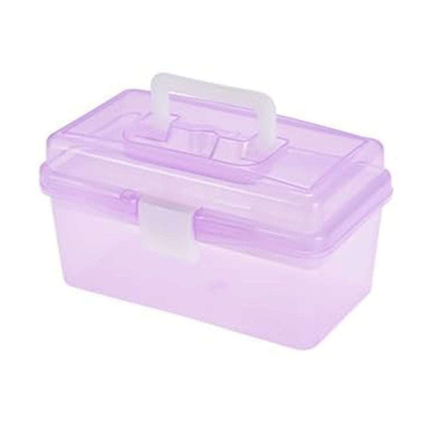 Transparent Storage Box, Clear Storage Latch Box Plastic Container Plastic Carrying Case with Handle and Latches for Home Desktop, 1 Pcs, 7.68x4.13x4.33 7.87" x 4.72" x 4.13" Green*1+Purple*1