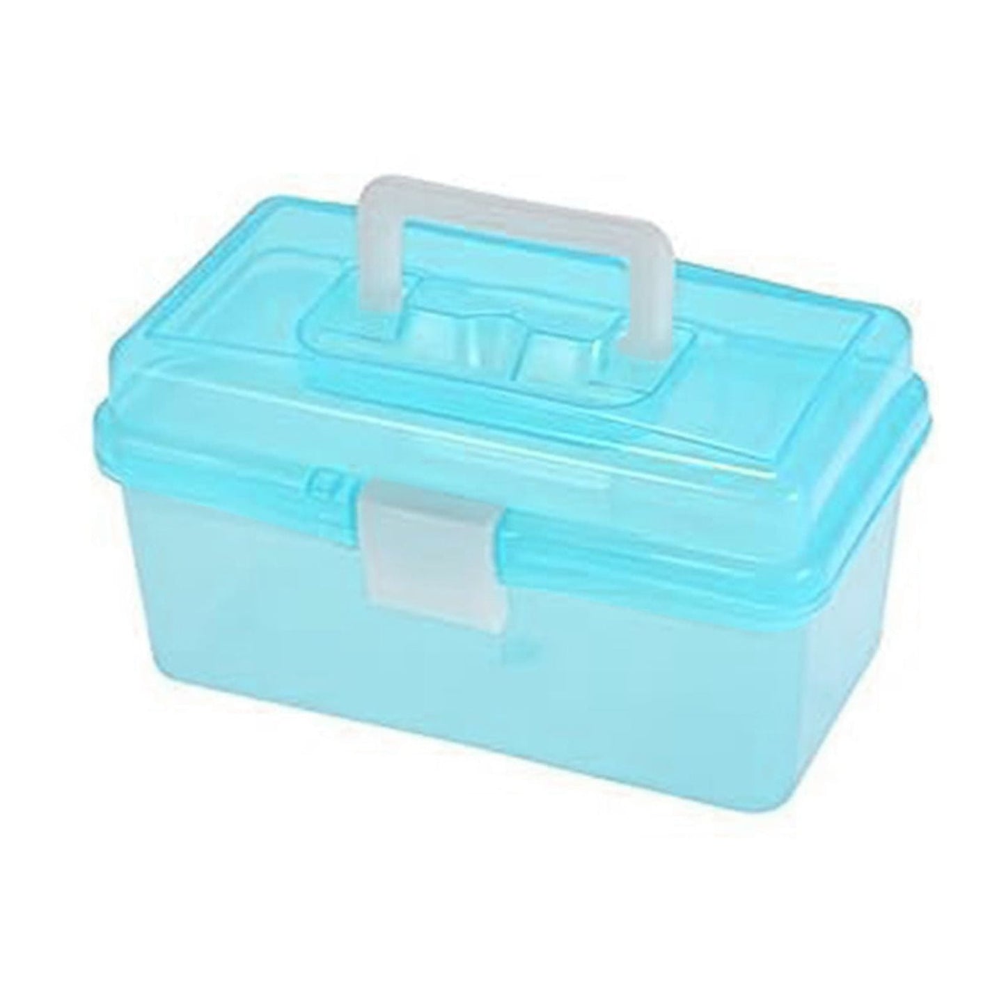 Transparent Storage Box, Clear Storage Latch Box Plastic Container Plastic Carrying Case with Handle and Latches for Home Desktop, 1 Pcs, 7.68x4.13x4.33 7.87" x 4.72" x 4.13" Green*1+Purple*1