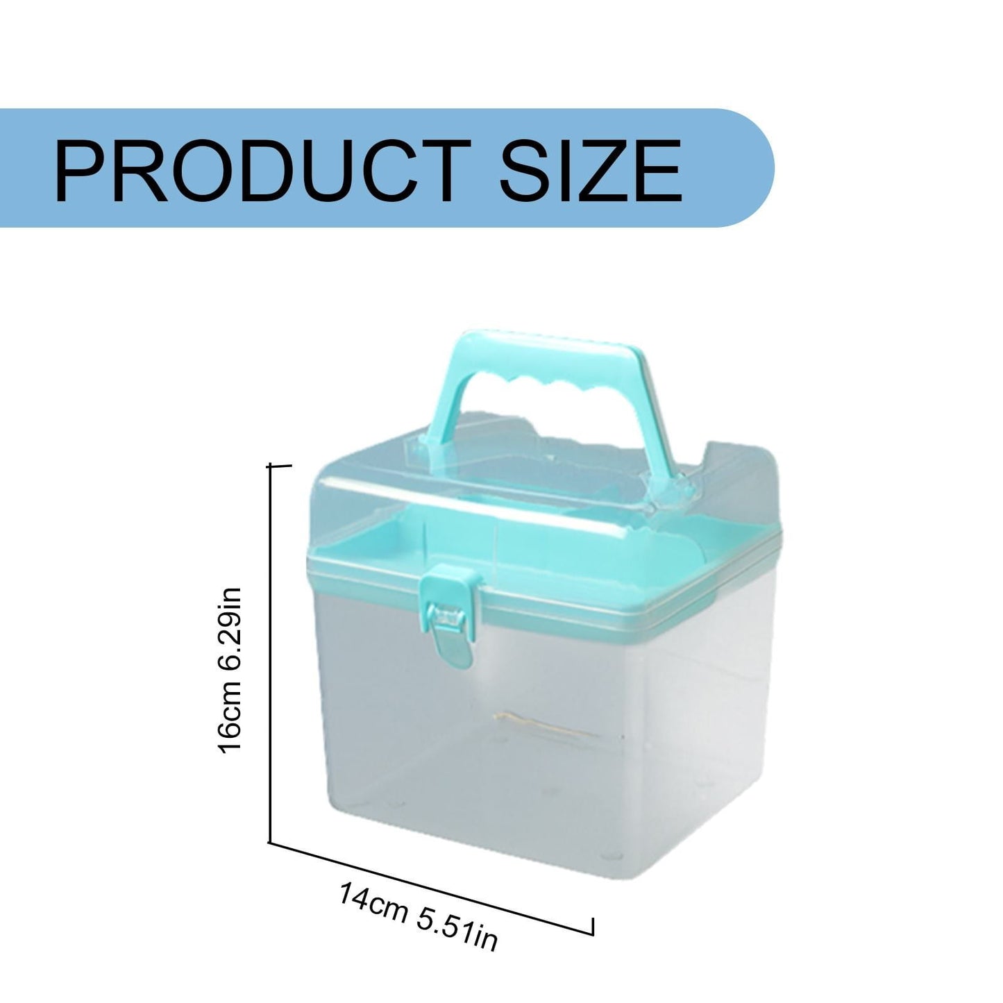 Transparent Storage Box, Clear Storage Latch Box Plastic Container Plastic Carrying Case with Handle and Latches for Home Desktop, 1 Pcs, 7.68x4.13x4.33 6.29" x 5.51" Light Blue