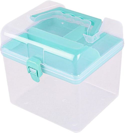 Transparent Storage Box, Clear Storage Latch Box Plastic Container Plastic Carrying Case with Handle and Latches for Home Desktop, 1 Pcs, 7.68x4.13x4.33 6.29" x 5.51" Purple