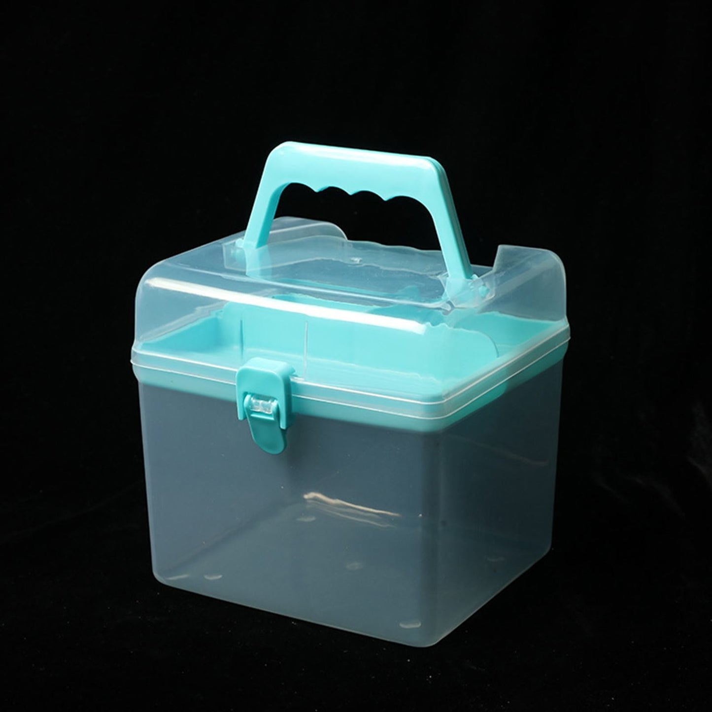 Transparent Storage Box, Clear Storage Latch Box Plastic Container Plastic Carrying Case with Handle and Latches for Home Desktop, 1 Pcs, 7.68x4.13x4.33 6.29" x 5.51" Purple