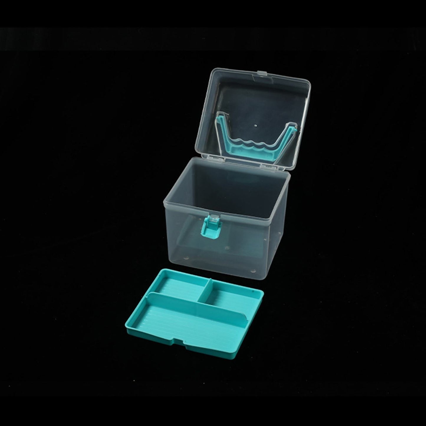Transparent Storage Box, Clear Storage Latch Box Plastic Container Plastic Carrying Case with Handle and Latches for Home Desktop, 1 Pcs, 7.68x4.13x4.33 6.29" x 5.51" Purple