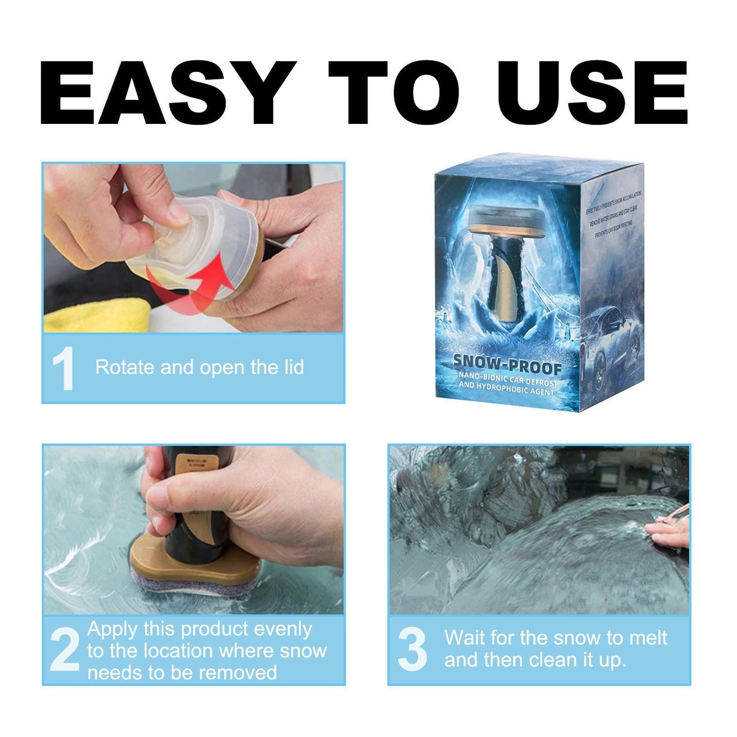 Windscreen Snow Removal Device,Winter Antifreeze Car Advanced Electromagnetic Ice Scraper,Scratch-Free Snow Removal Tool Sturdy Snow Brush with Ergonomic Grip Snow Scraper for Car SUV 100ml