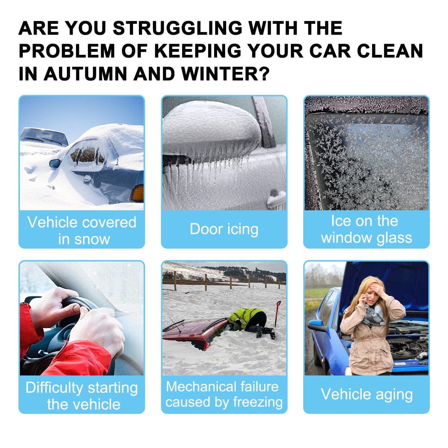Windscreen Snow Removal Device,Winter Antifreeze Car Advanced Electromagnetic Ice Scraper,Scratch-Free Snow Removal Tool Sturdy Snow Brush with Ergonomic Grip Snow Scraper for Car SUV 100ml