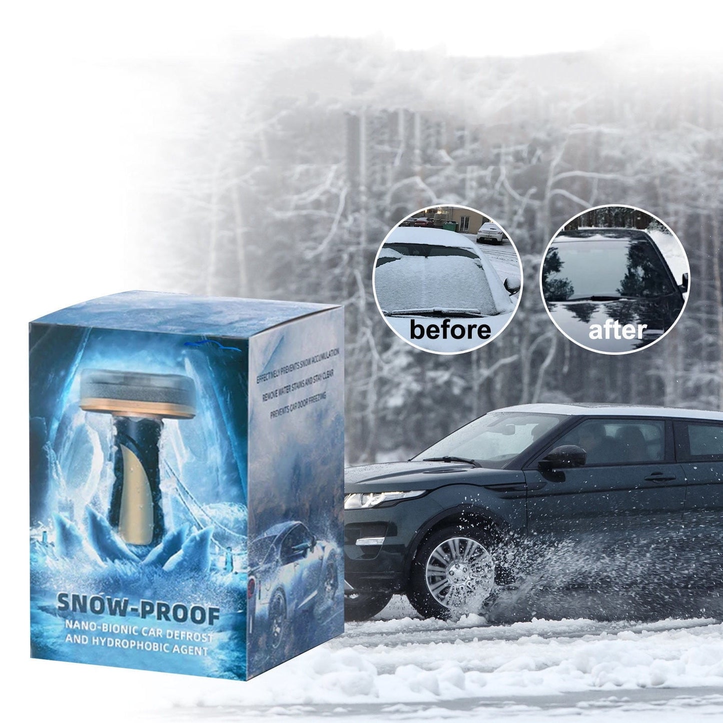 Windscreen Snow Removal Device,Winter Antifreeze Car Advanced Electromagnetic Ice Scraper,Scratch-Free Snow Removal Tool Sturdy Snow Brush with Ergonomic Grip Snow Scraper for Car SUV 100ml