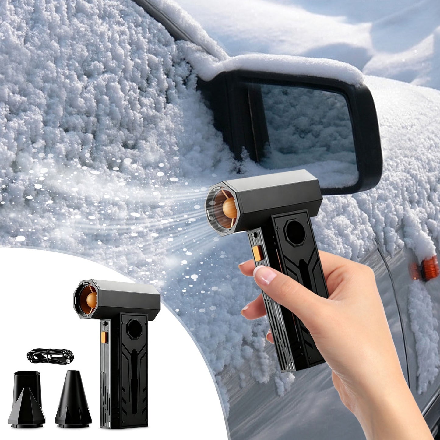 5000W Thermal Snow Blower - Portable Thermal Blower with Efficient Turbine Tech,Portable for Car Windshield Defrost,Snow Removal,Snow Blower for Car 3 Wind Speeds,Efficient Turbine Car Snow Blower