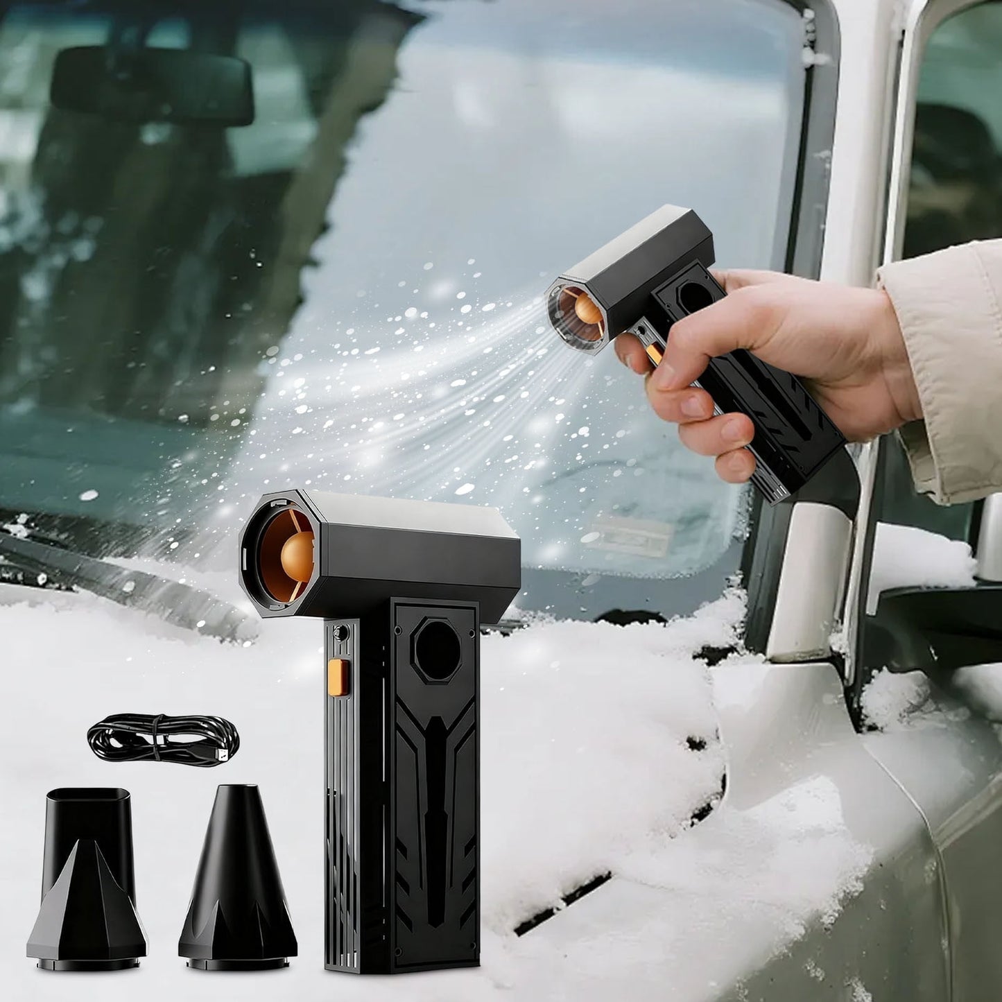 5000W Thermal Snow Blower - Portable Thermal Blower with Efficient Turbine Tech,Portable for Car Windshield Defrost,Snow Removal,Snow Blower for Car 3 Wind Speeds,Efficient Turbine Car Snow Blower