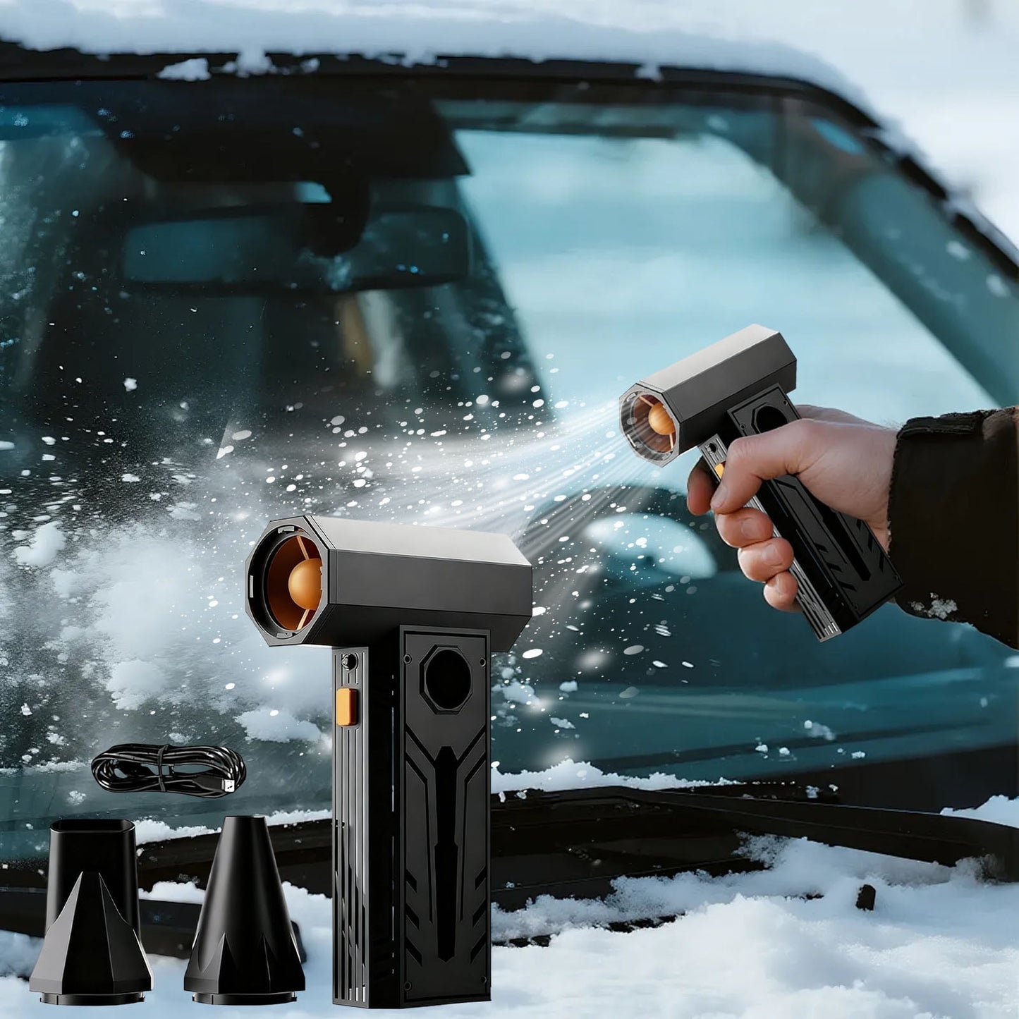 5000W Thermal Snow Blower - Portable Thermal Blower with Efficient Turbine Tech,Portable for Car Windshield Defrost,Snow Removal,Snow Blower for Car 3 Wind Speeds,Efficient Turbine Car Snow Blower