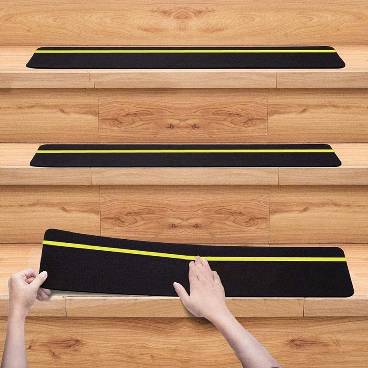 5-Pack Weather Resistant Exterior Grip Tape,Outdoor Stair Treads Non Slip for Wooden Steps - Non Slip Stair Treads - Anti Sniña Strips - Waterproof Adhesive Treads by,24x3.9in Black