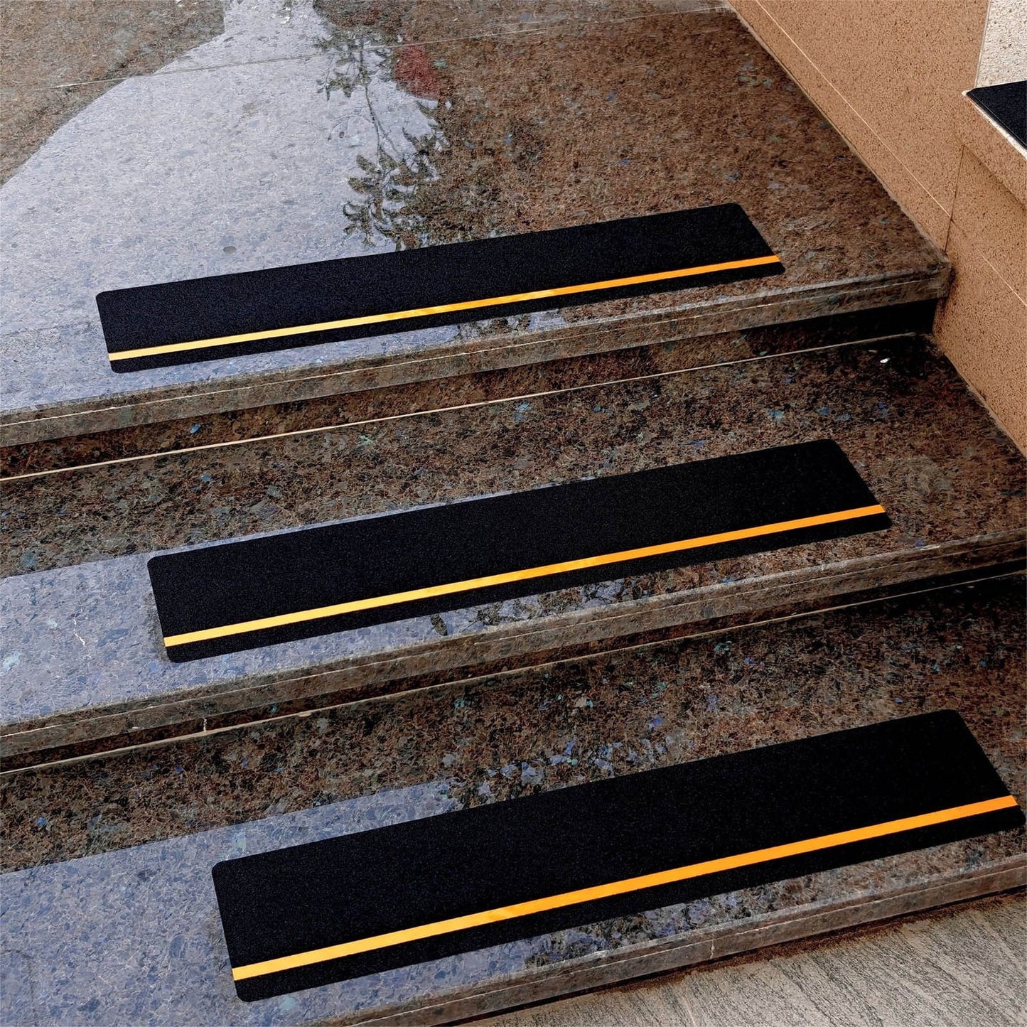 5-Pack Weather Resistant Exterior Grip Tape,Outdoor Stair Treads Non Slip for Wooden Steps - Non Slip Stair Treads - Anti Sniña Strips - Waterproof Adhesive Treads by,24x3.9in Black