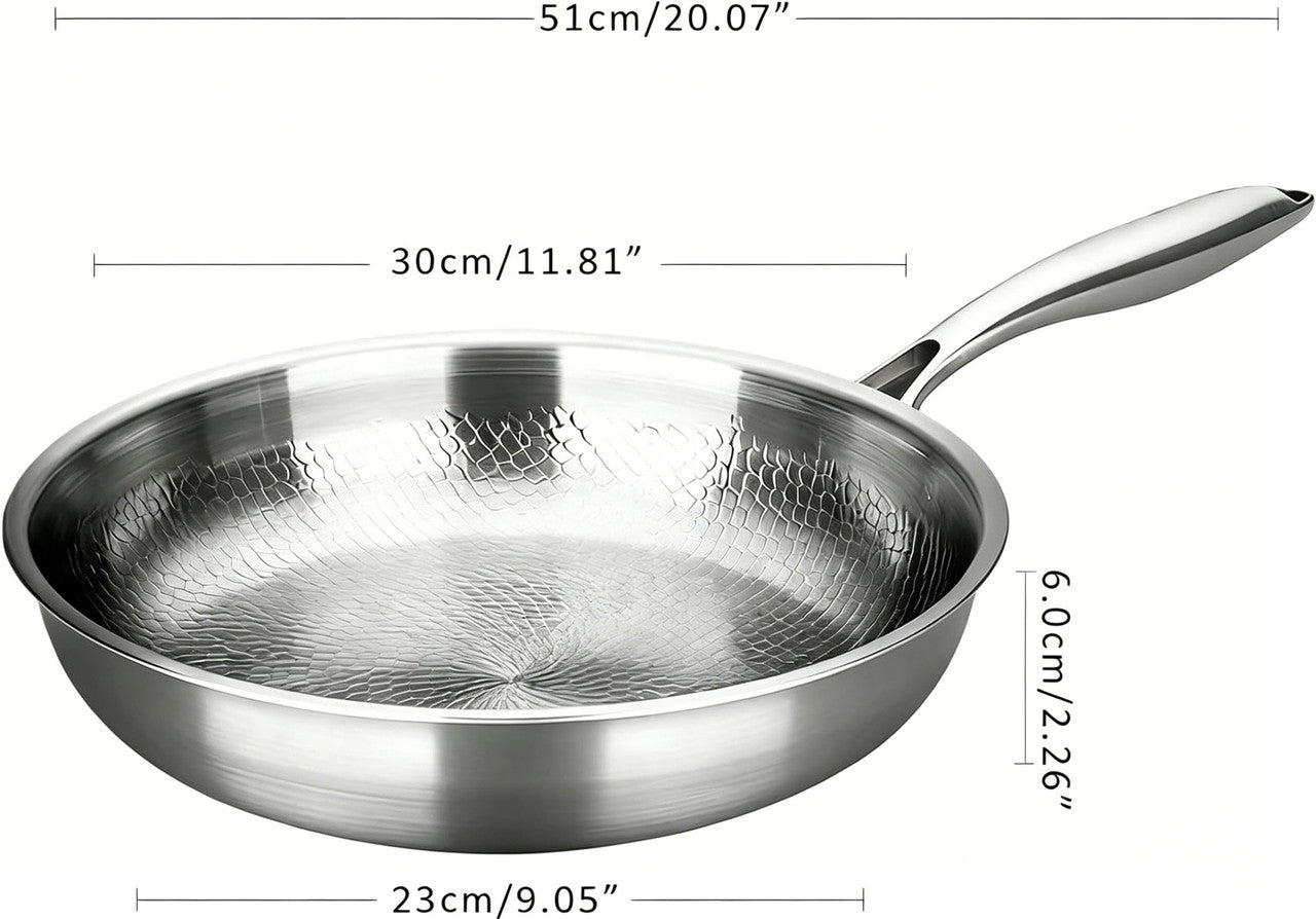 Titanium Pan,100% Non-toxic Titanium Pan,Non Stick Chemical-Free,Extreme Heat-Resistant & Lasts a Lifetime,Non-Stick Skillet for Home Use, Induction Cooktops And Gas Stoves for Omelettes Steaks 30cm