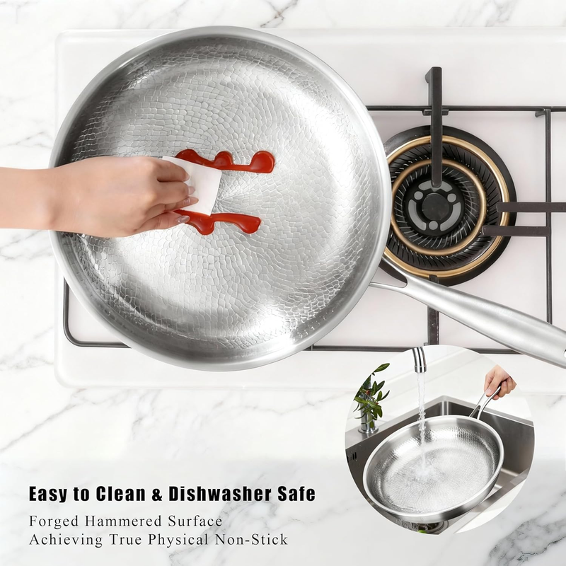 Titanium Pan,100% Non-toxic Titanium Pan,Non Stick Chemical-Free,Extreme Heat-Resistant & Lasts a Lifetime,Non-Stick Skillet for Home Use, Induction Cooktops And Gas Stoves for Omelettes Steaks 32cm