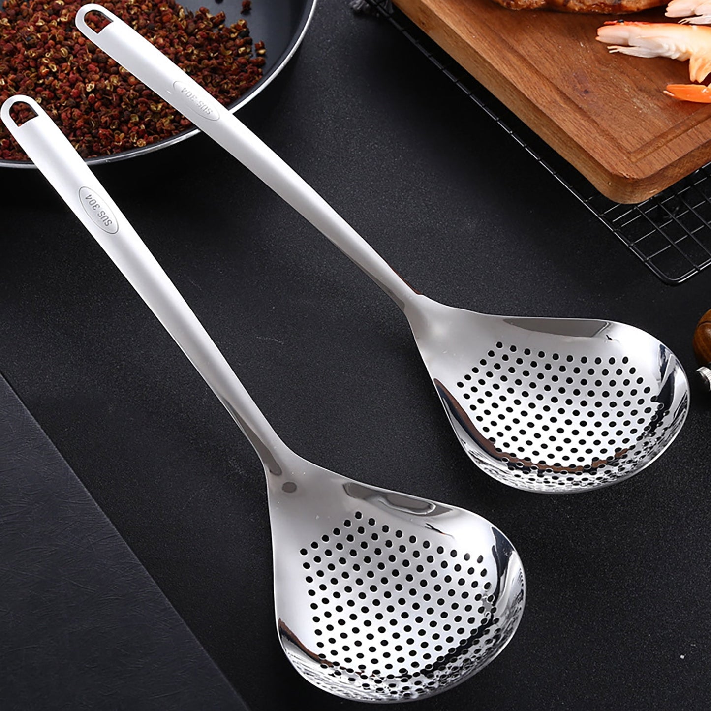 3 Pcs Skimmer Slotted Cooking Spoon,Kitchen Stainless Steel Slotted Spoon,13.97 Inch Skimmer Frying Spoon For Draining & Serving,Spoon With Holes,Slotted Spoons For Cooking,Kitchen Utensil,Silver
