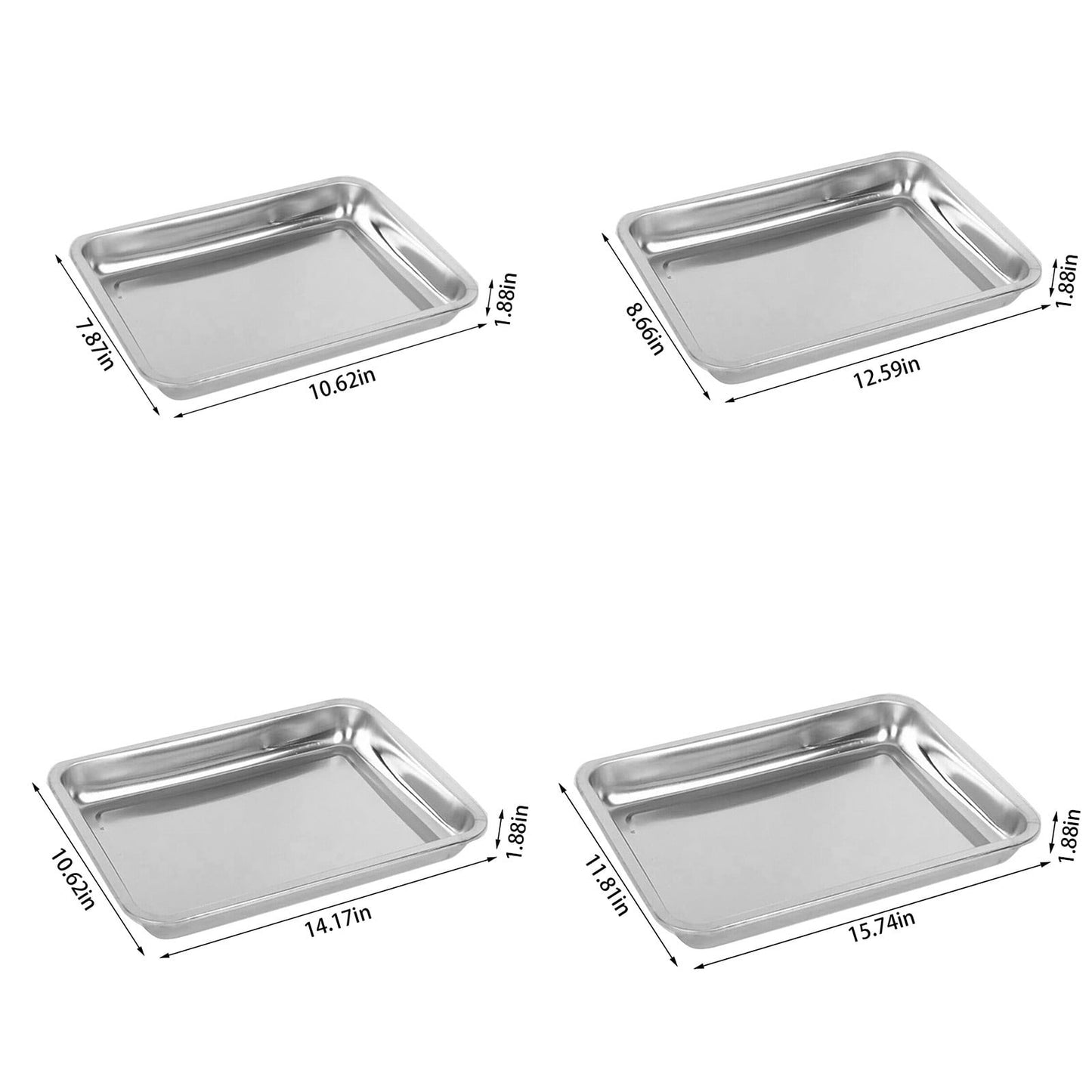 Stainless Steel Roasting, Pan Non-Stick Big Roaster Pan for Grilling or Drip Pan for Turkey, Durable Baking, Lasagna Pan, Dishwasher Safe, 1 Pcs, 10.63x7.87x0.79 10.63" x 7.87" x 0.79" Silver