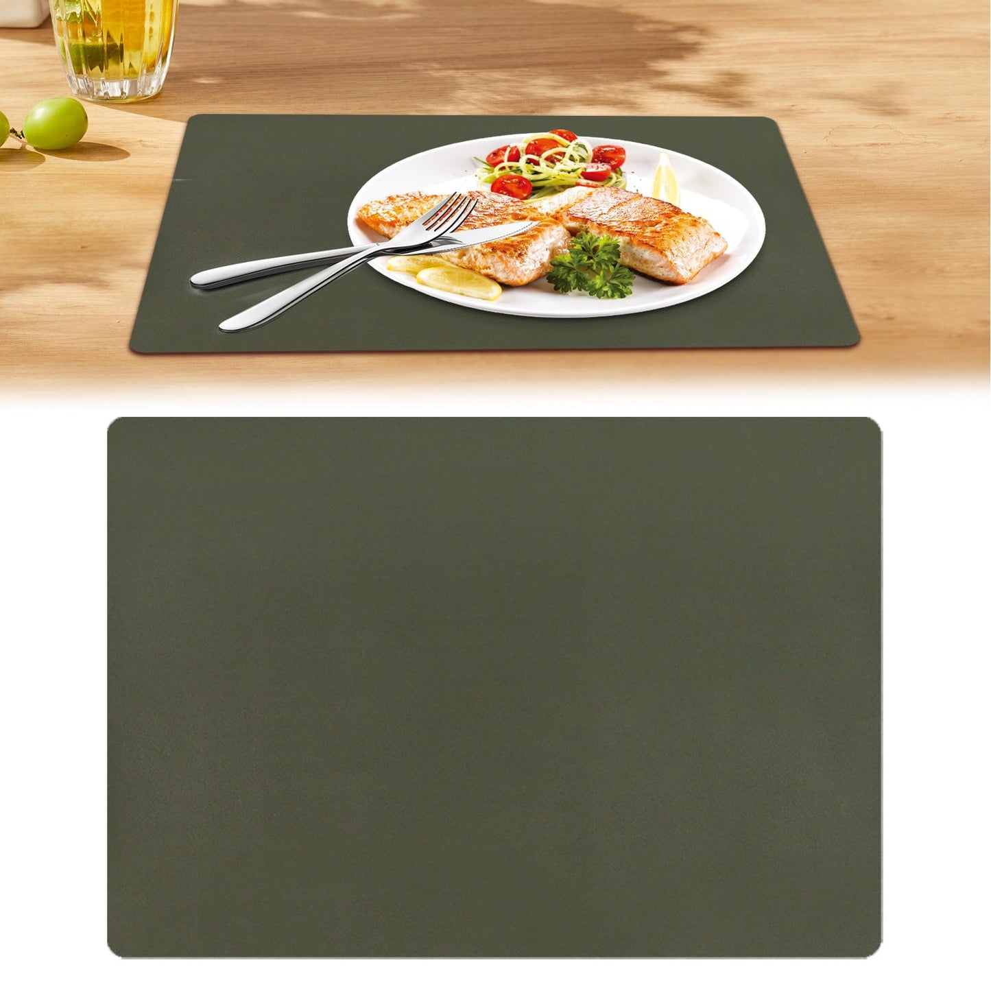 1 Pcs Placemats,Plastic Table Mats,16.93X11.81 Inch Rectangle Heat-Resistant Place Mat,Water-Proof Non-Slip Dining Table Mats,Wipeable Washable Placemats,Place Mats For Kitchen Table,Yellow Dark Green