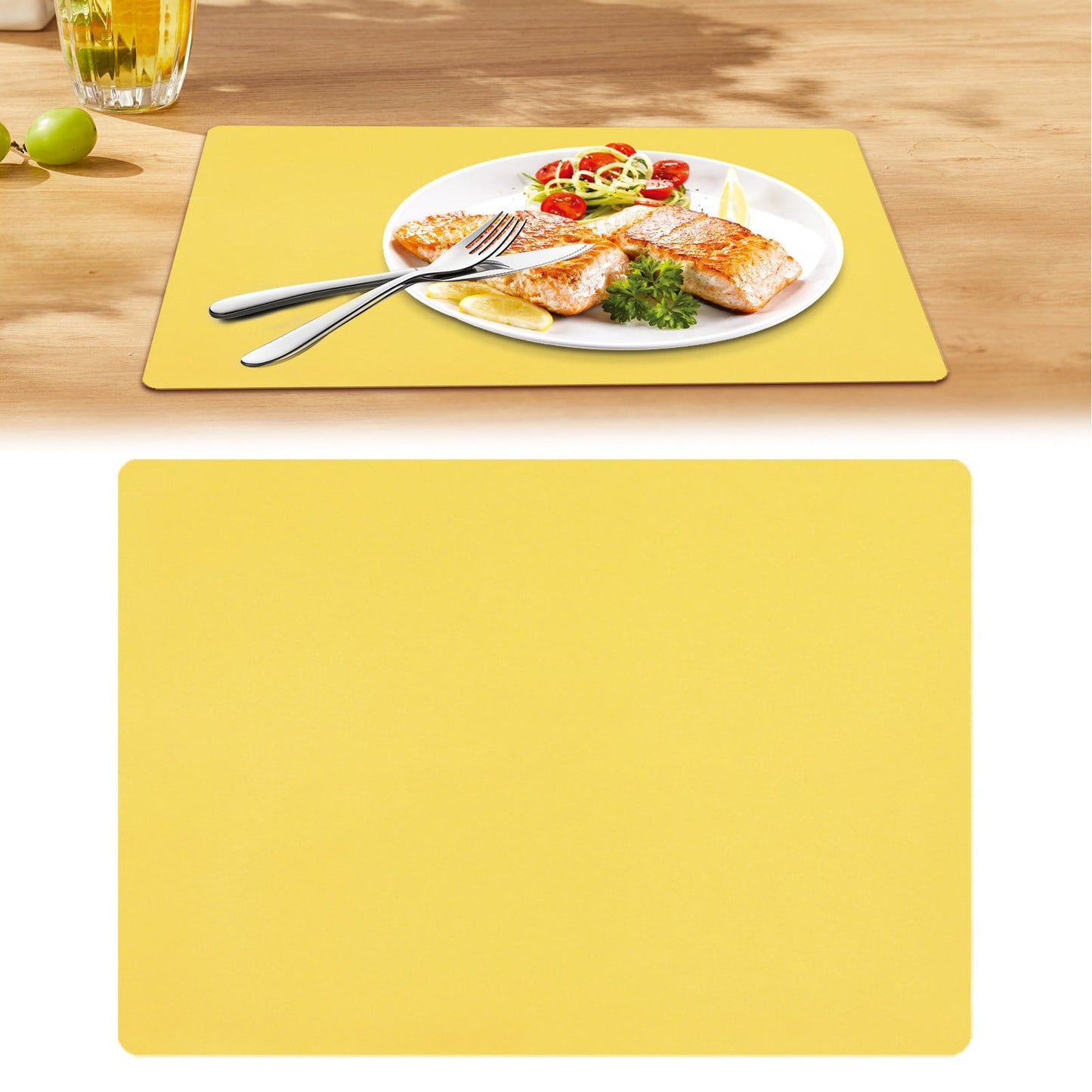 1 Pcs Placemats,Plastic Table Mats,16.93X11.81 Inch Rectangle Heat-Resistant Place Mat,Water-Proof Non-Slip Dining Table Mats,Wipeable Washable Placemats,Place Mats For Kitchen Table Yellow
