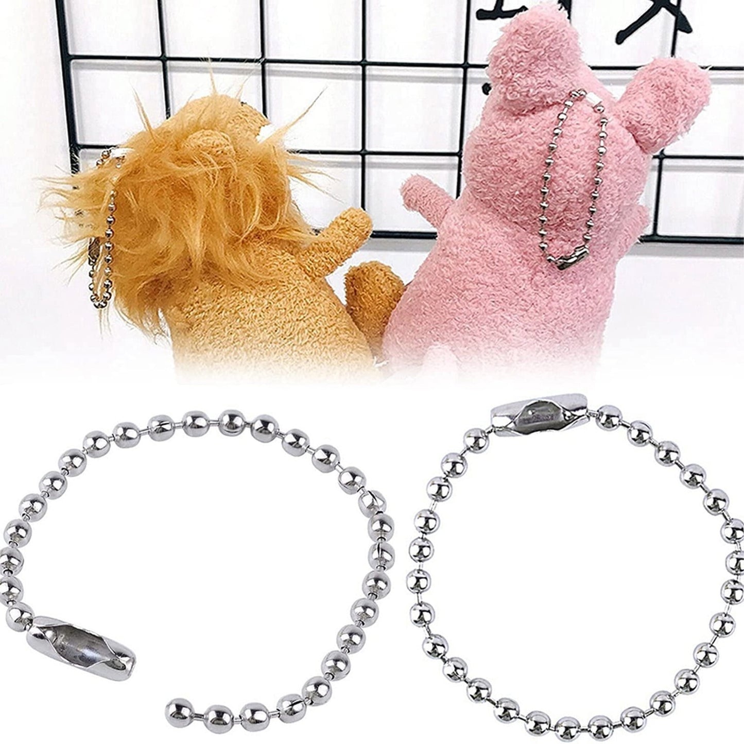 Dog Tag Chain Ball Chain Necklace Bulk, Military Blank Dog Tag Necklace for Men, Beaded Necklace Chains for Jewelry Making DIY Crafts,Silver Nickel Plated Metal 2.4mm Ball Bead Chain(100-Pack ) C