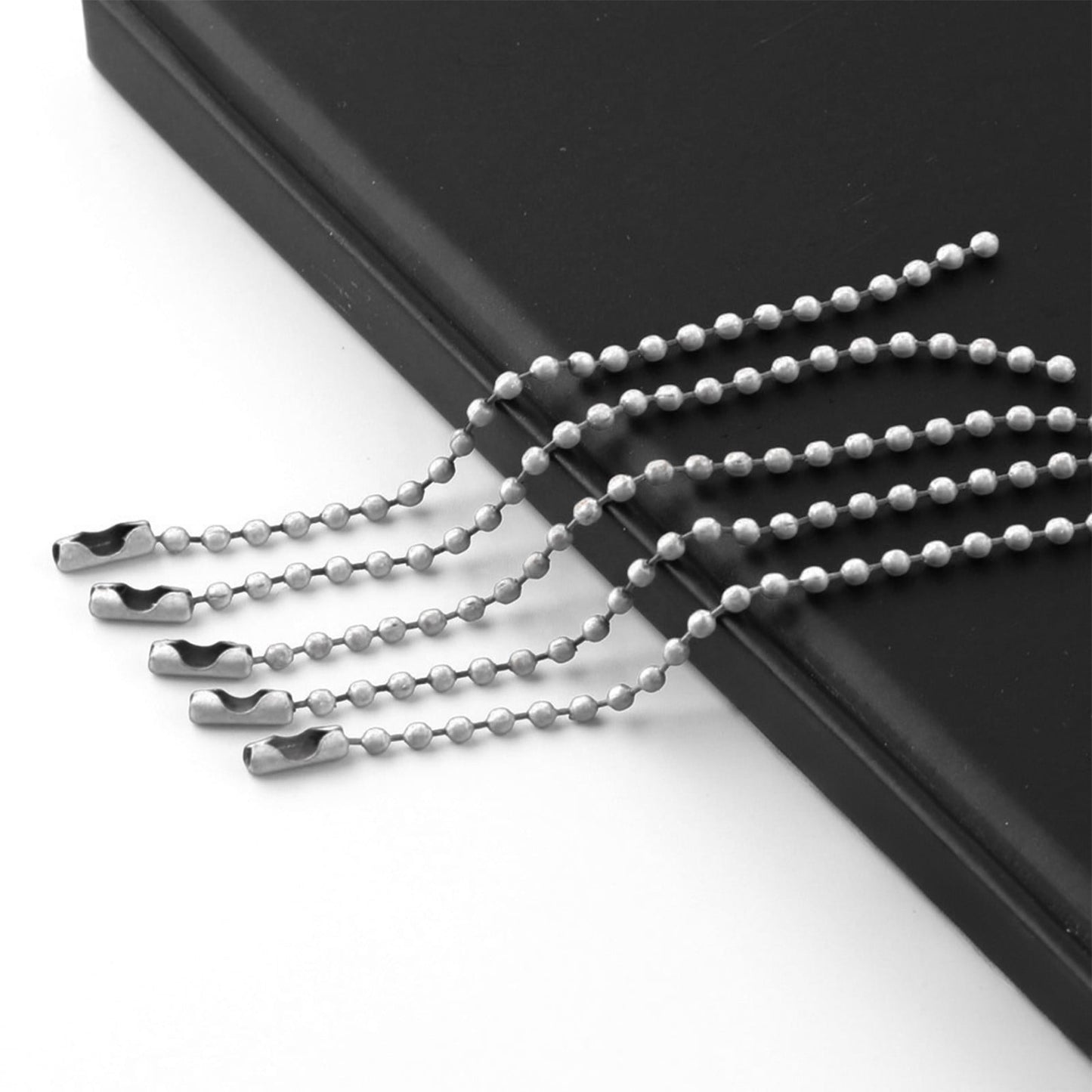 Dog Tag Chain Ball Chain Necklace Bulk, Military Blank Dog Tag Necklace for Men, Beaded Necklace Chains for Jewelry Making DIY Crafts,Silver Nickel Plated Metal 2.4mm Ball Bead Chain(100-Pack ) D
