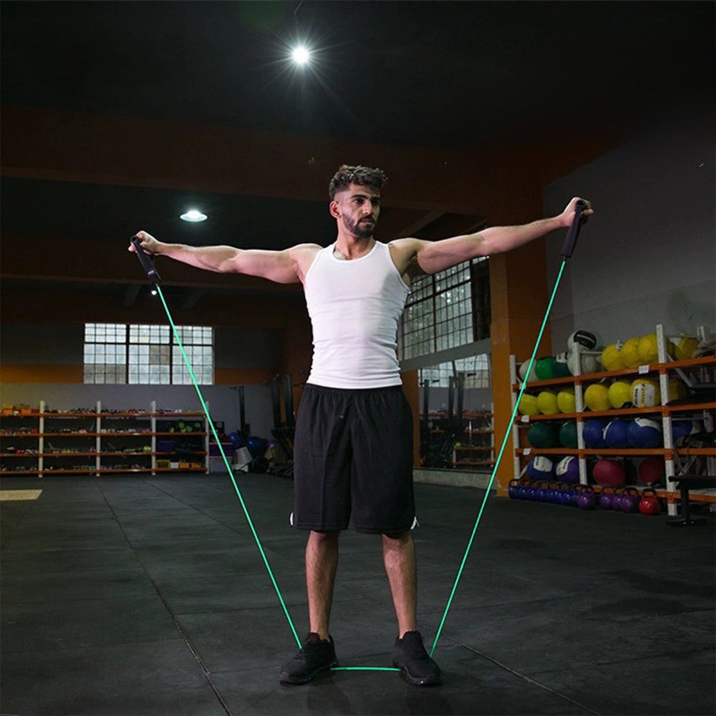 Resistance Bands with Handles, Exercise Bands with Handles, Single Resistance Bands for Resistance Training, Physical Therapy,Home Workouts, Fitness, Pilates,Shoulder And Neck Stretching Equipment Green