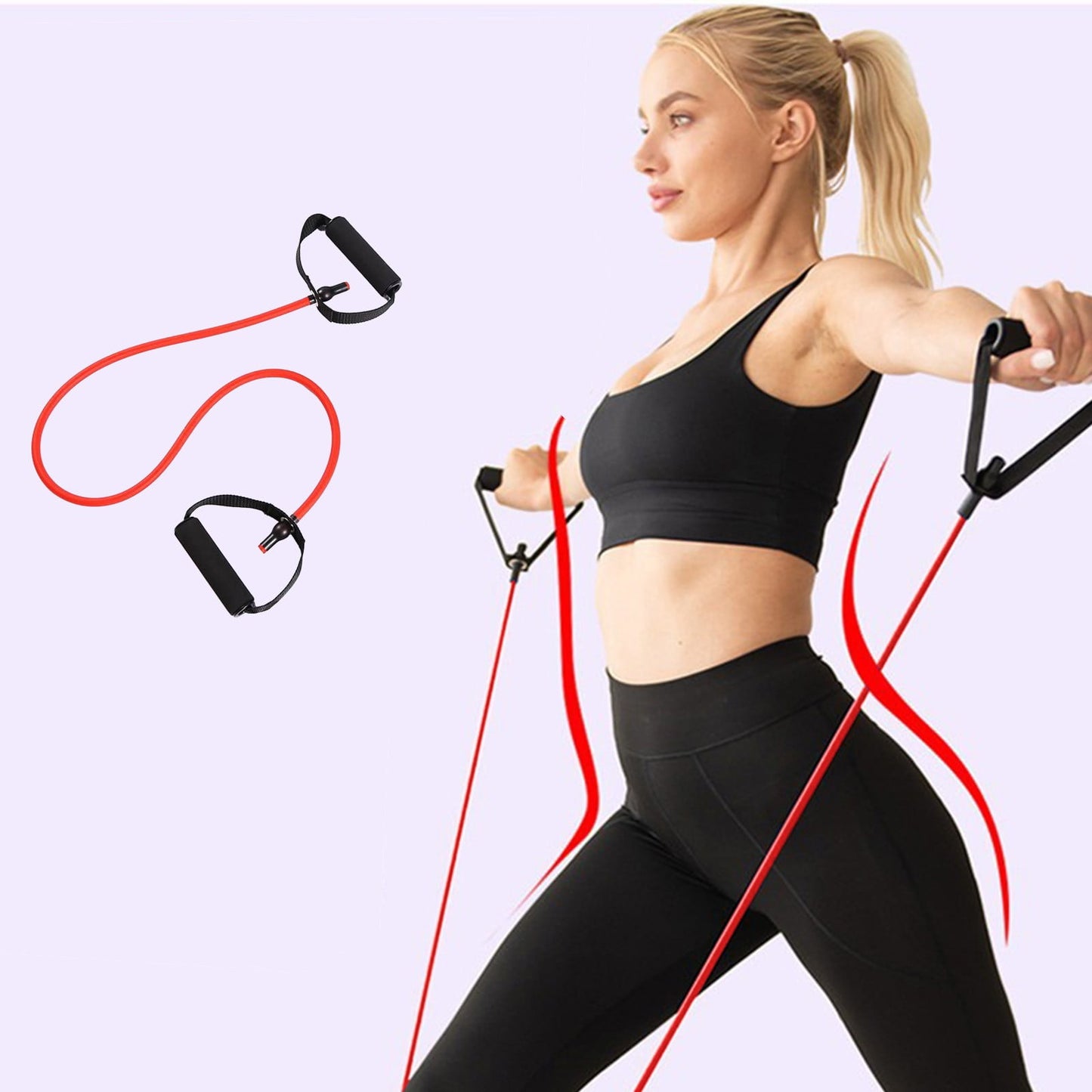 Resistance Bands with Handles, Exercise Bands with Handles, Single Resistance Bands for Resistance Training, Physical Therapy,Home Workouts, Fitness, Pilates,Shoulder And Neck Stretching Equipment Red
